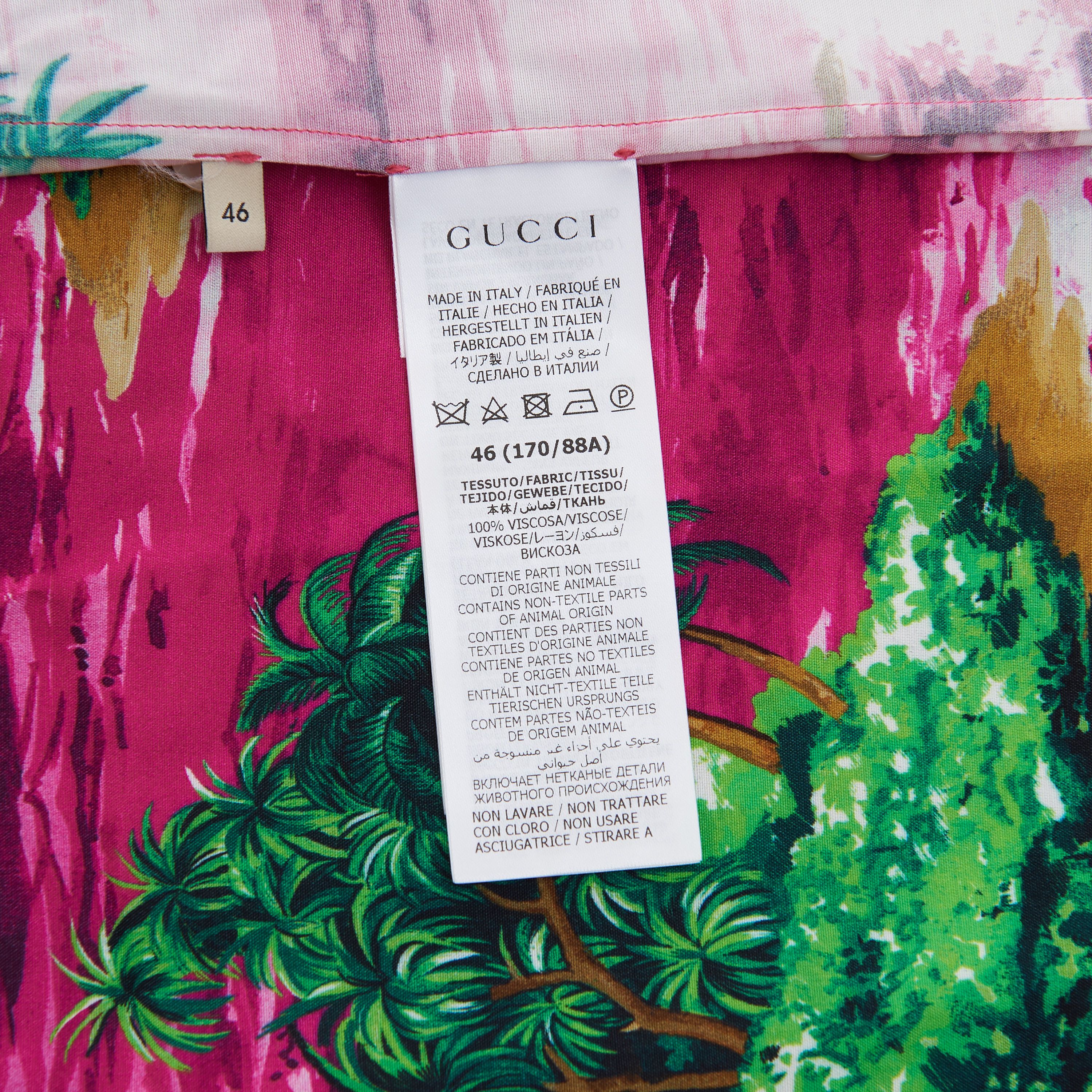 Gucci Multicolor Viscose Bowling Shirt With Island Print Size US S / EU 44-46 / 1 - 14 Thumbnail