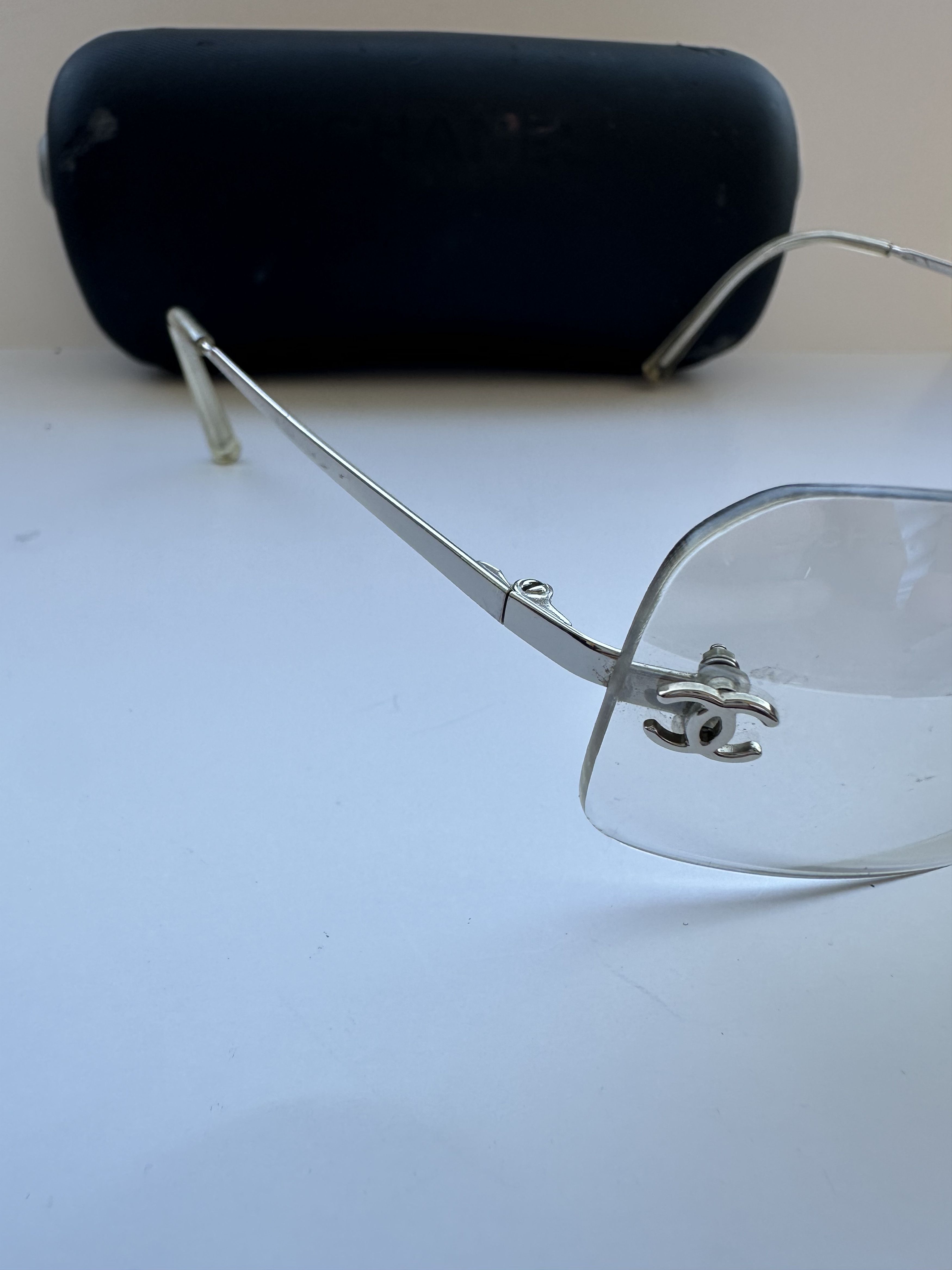 Chanel Vintage Chanel 4017 CC Logo Rimless Glasses Silver 0 Size ONE SIZE - 7 Thumbnail