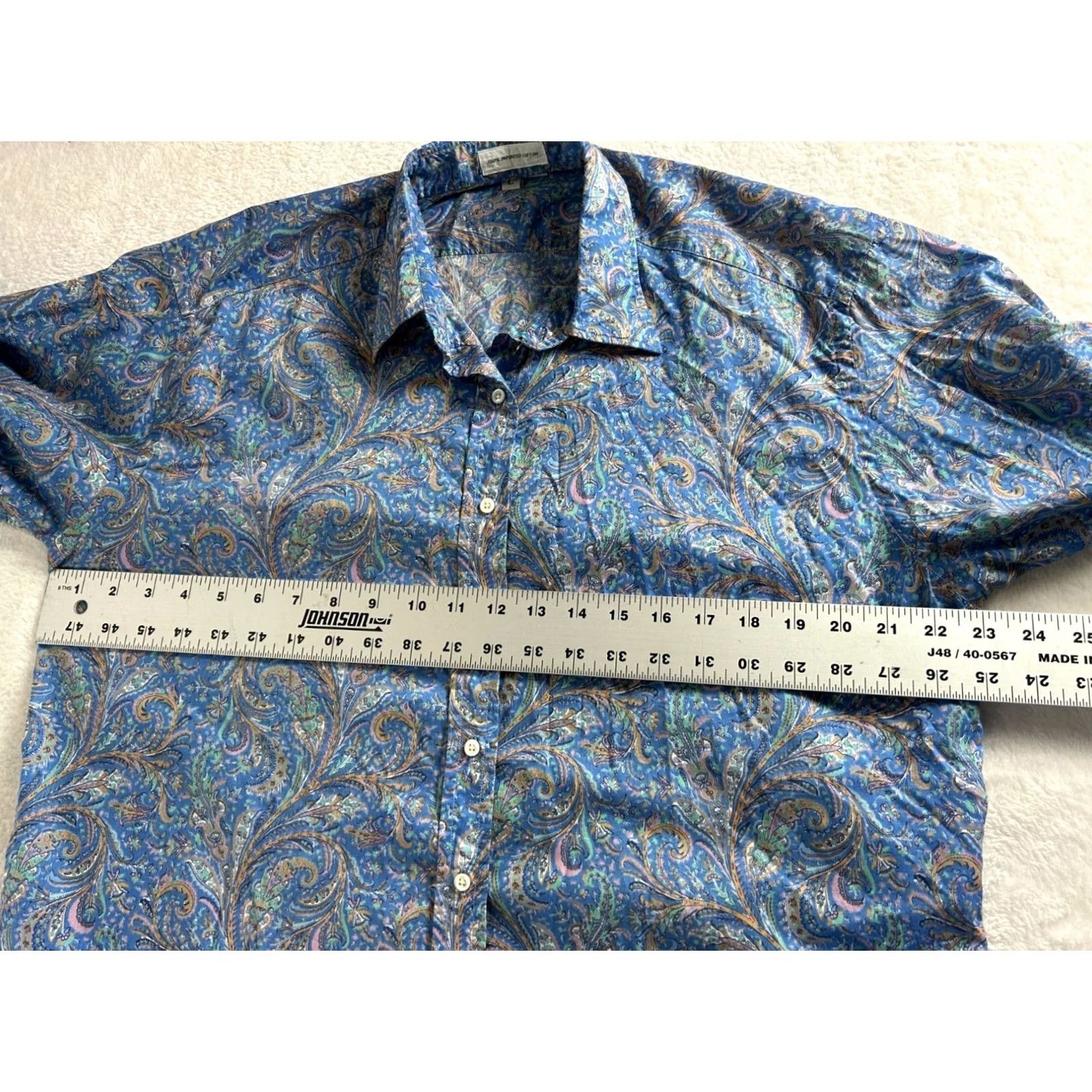 Vintage Maus & Hoffman Shirt Womens Blue Paisley Long Sleeve Large Casual Cotton Button-Up Size L / US 10 / IT 46 - 5 Thumbnail