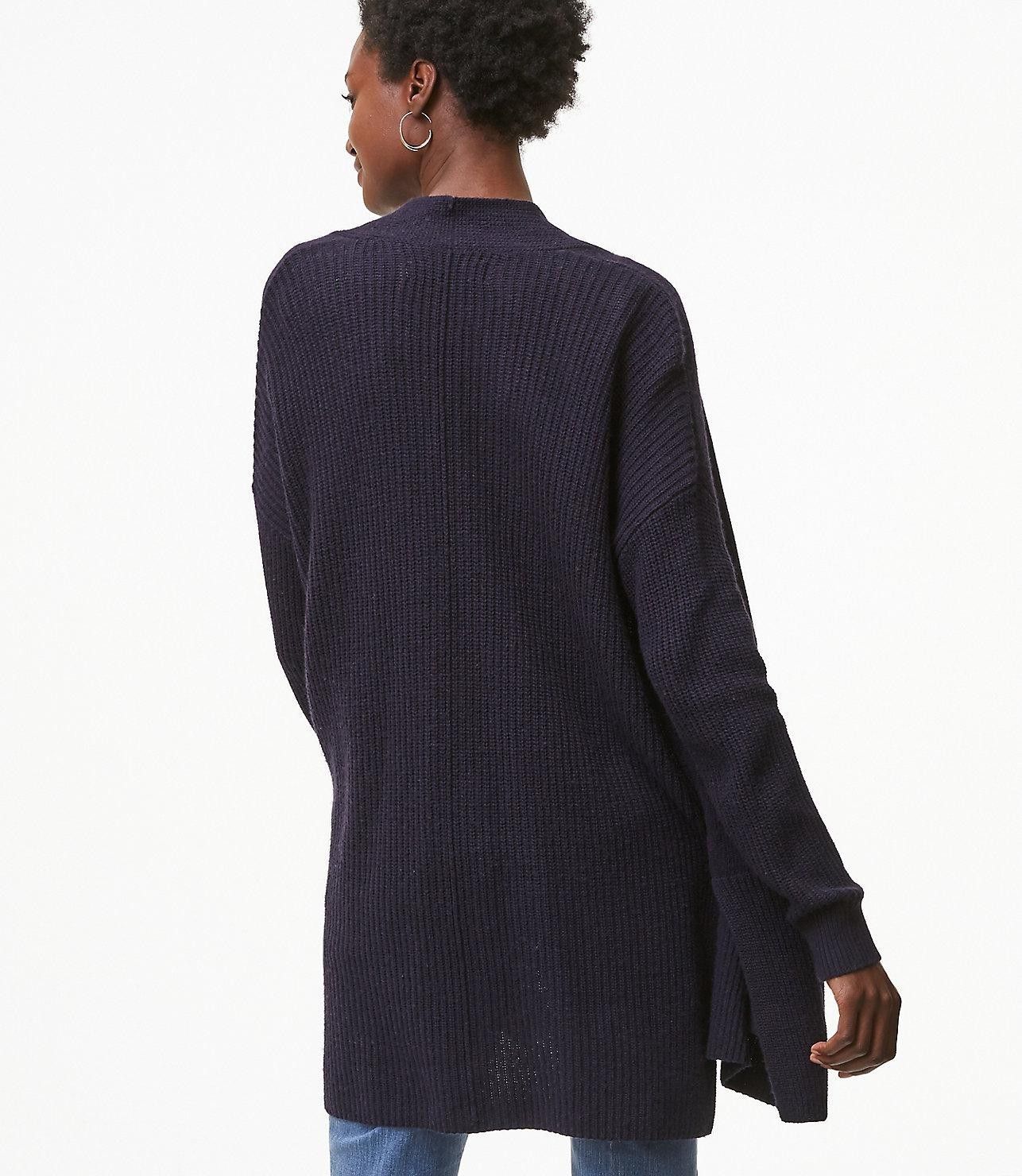 Loft Rib Trim Pocket Open Cardigan Sweater in Navy and size Small Size S / US 4 / IT 40 - 3 Thumbnail
