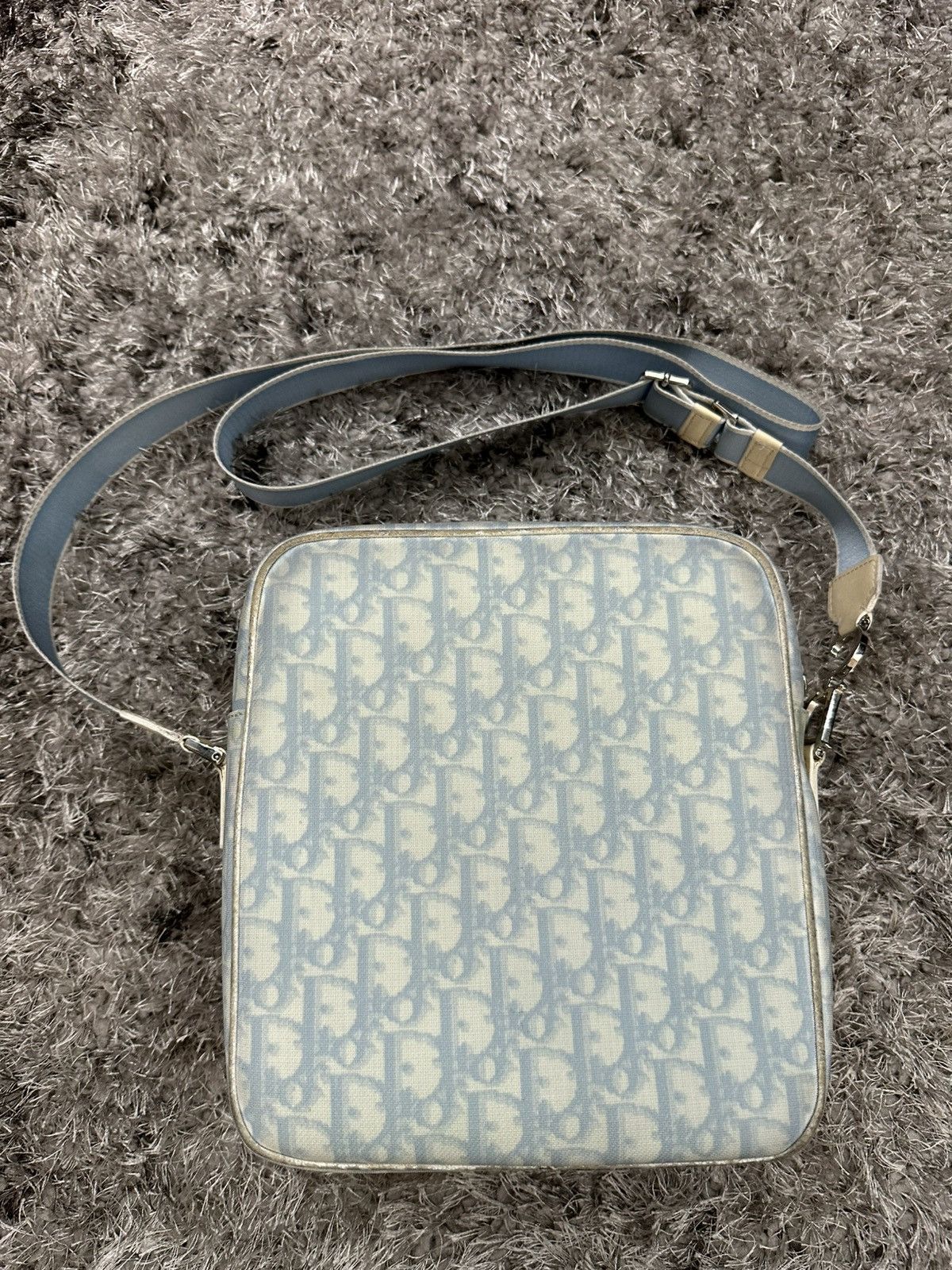Christian Dior Monogram Blue Shoulder Bag Vintage