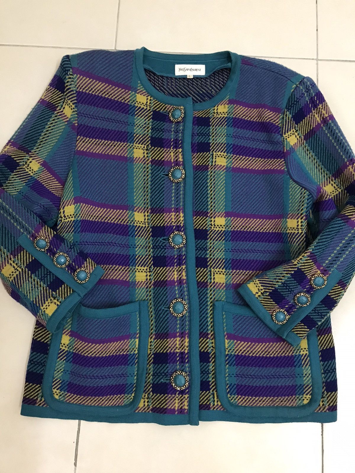 Saint Laurent Paris × Yves Saint Laurent Vintage Yves Saint Laurent knitwear Down Button Jacket Size US L / EU 52-54 / 3 - 10 Thumbnail