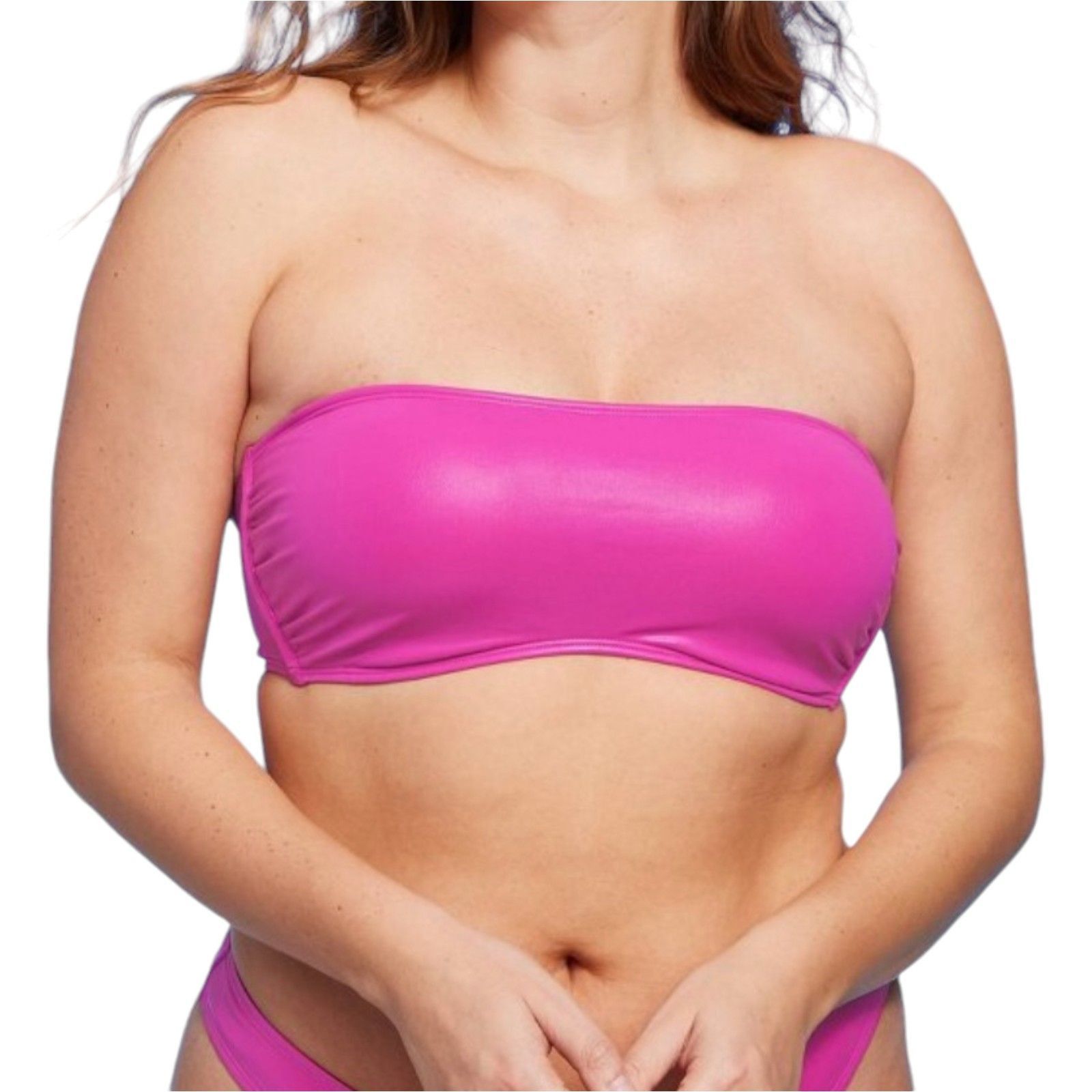 Other Wild Fable - Women's Faux Leather Bandeau Bikini Top - Pink Size ONE SIZE - 1 Thumbnail
