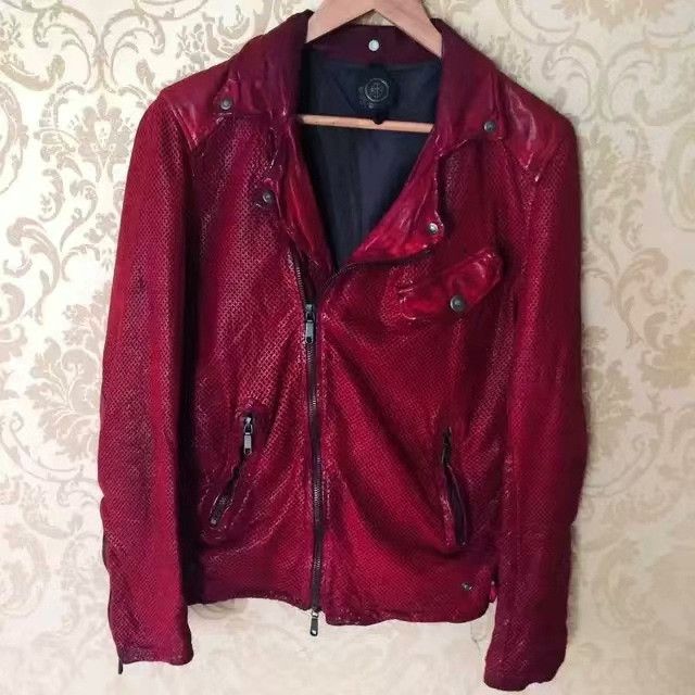 Santacroce Santacroce Distressed Red Leather Jacket Size US S / EU 44-46 / 1 - 1 Thumbnail