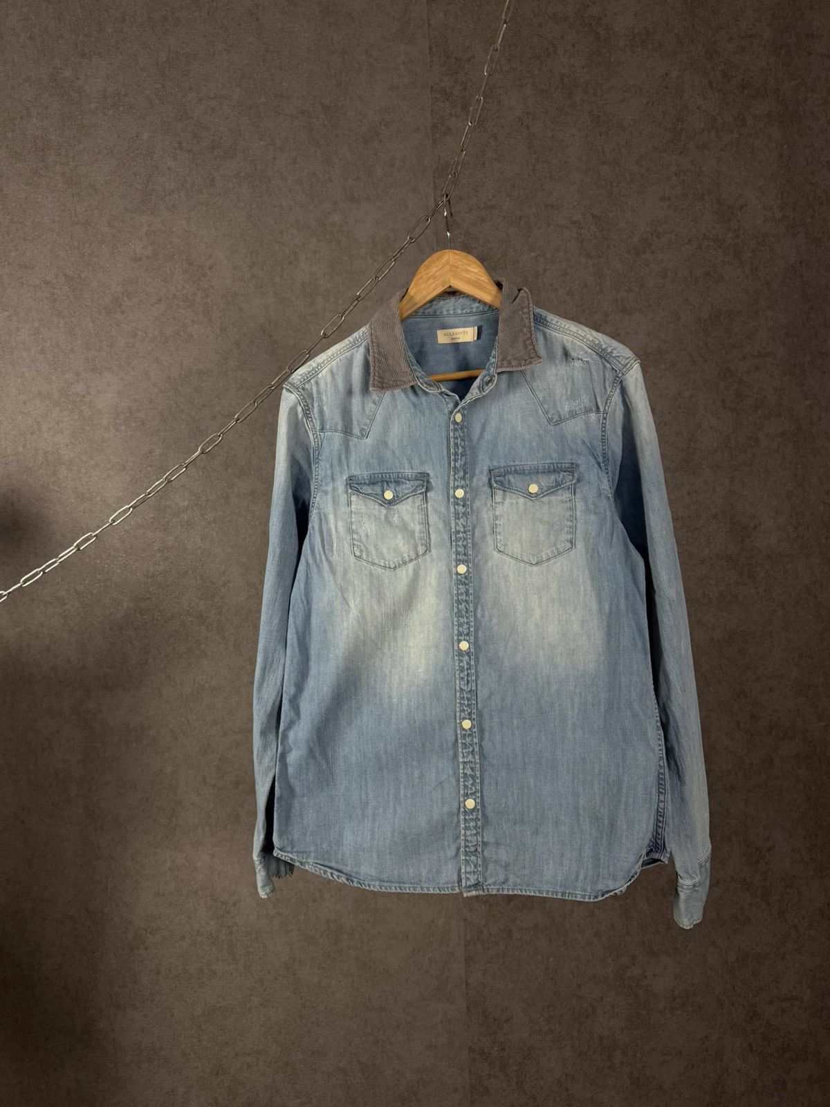 Allsaints Allsaints designer distressed denim shirt Size US S / EU 44-46 / 1 - 1 Thumbnail
