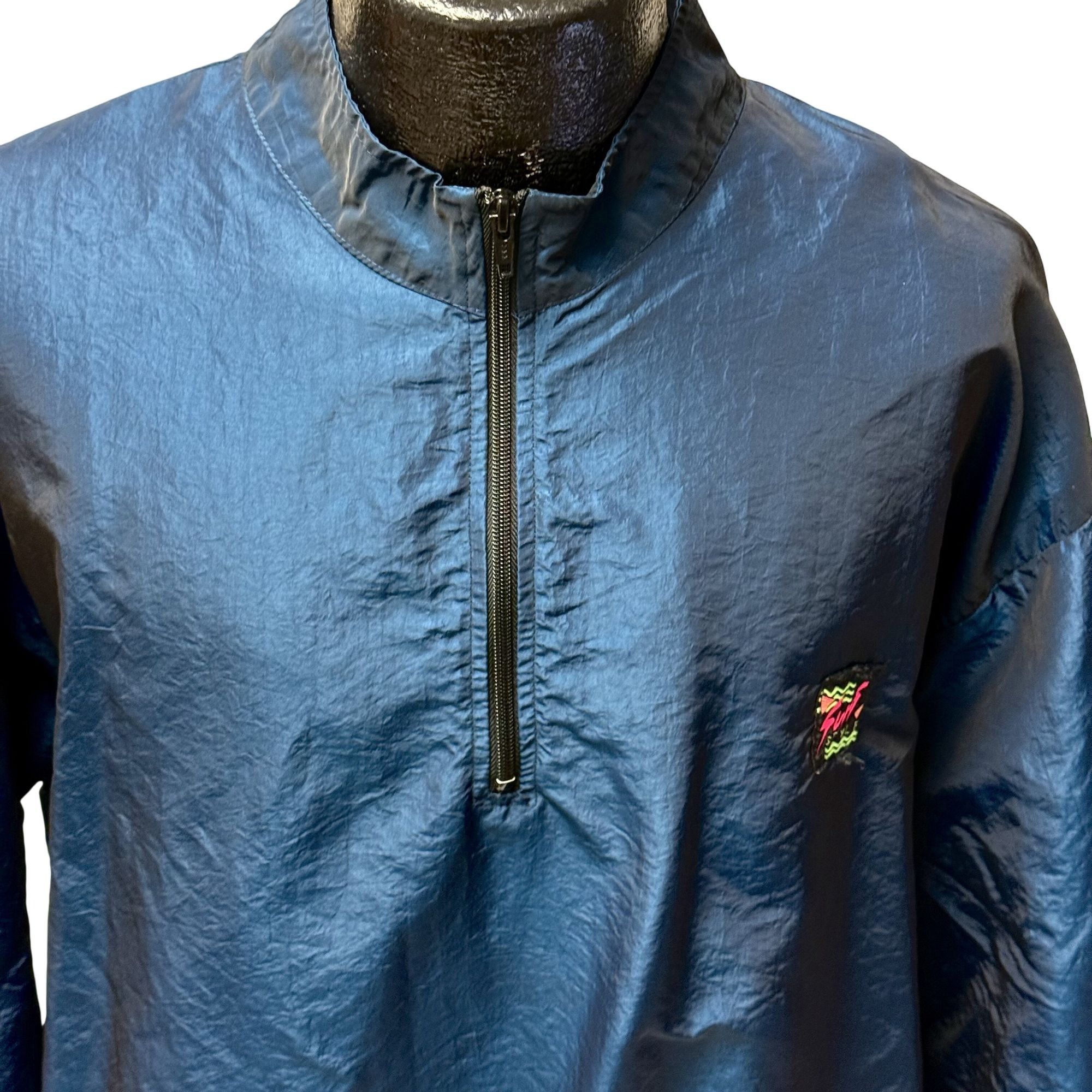 Other Vtg Surf Style SHINY Blue IRIDESCENT Surfer Windbreaker OS Size US L / EU 52-54 / 3 - 3 Thumbnail
