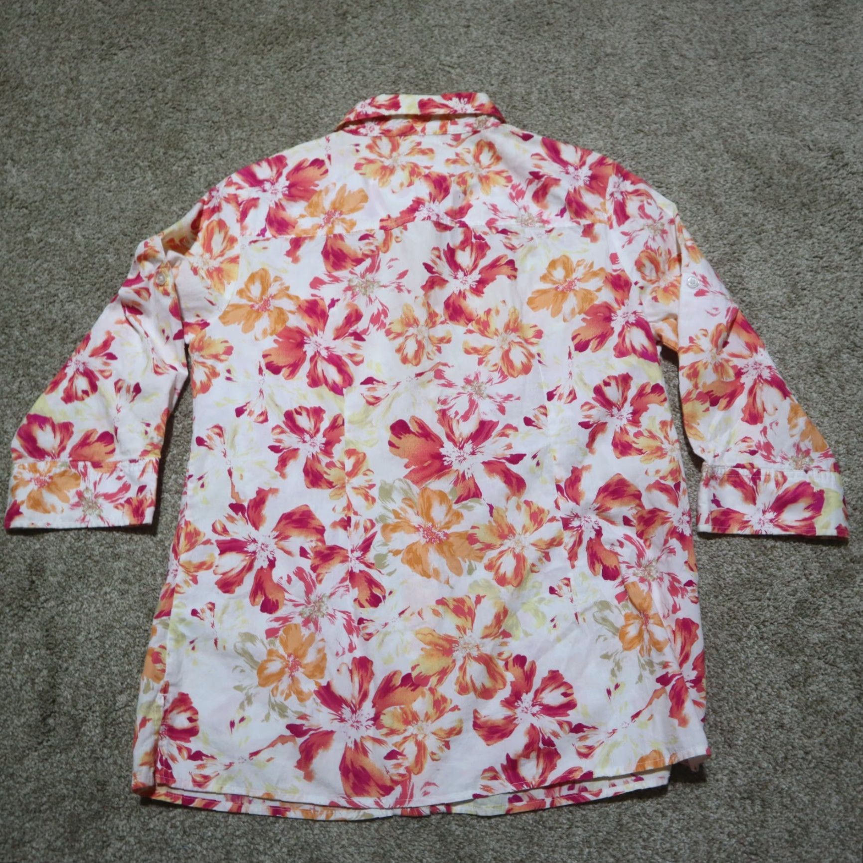 Vintage Christopher & Banks Shirt Flower Floral Red Orange White Button Up Shirt Medium Size M / US 6-8 / IT 42-44 - 7 Thumbnail