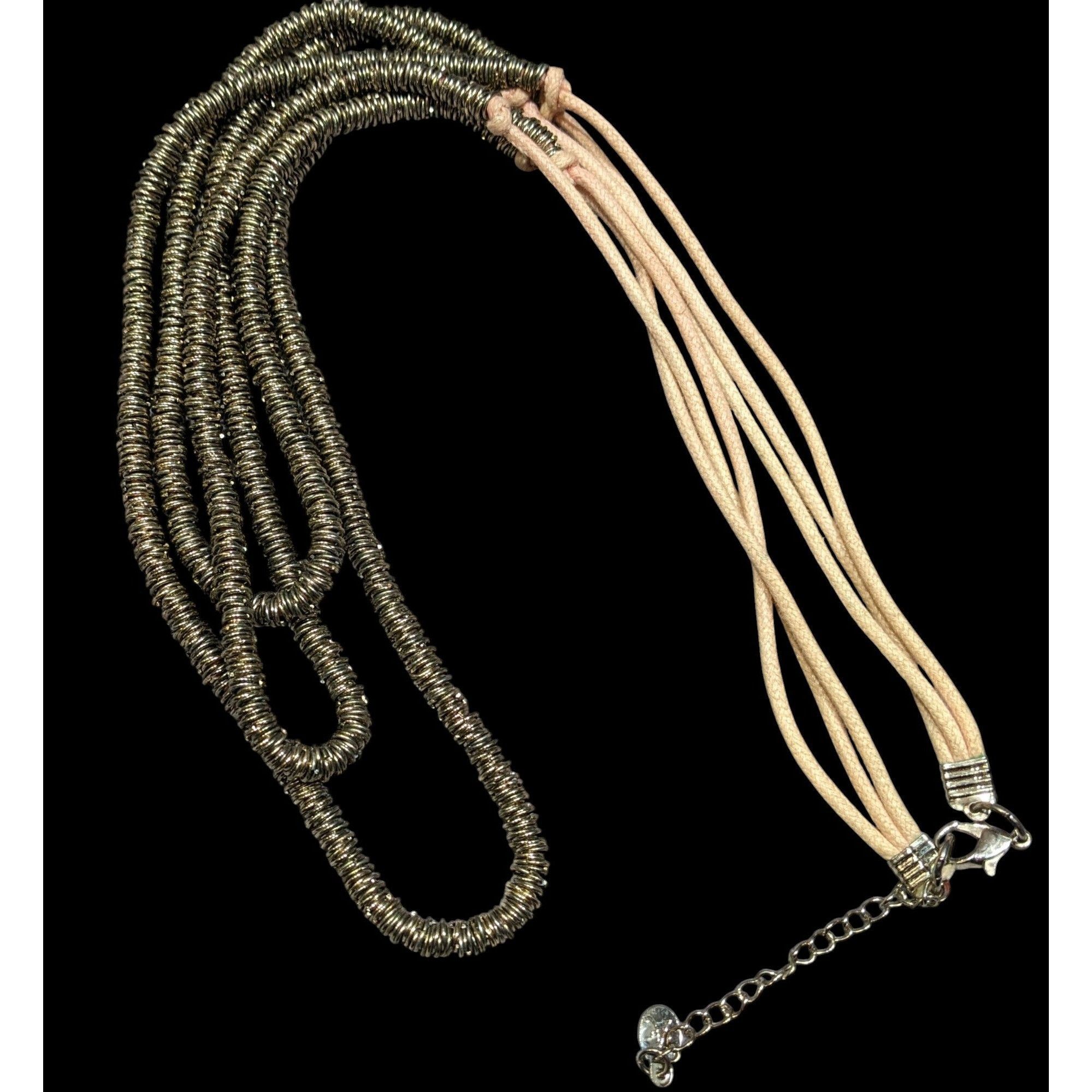 Other Vintage Boho Chic Metal Ring On Cord Layered Necklace Size ONE SIZE - 1 Thumbnail