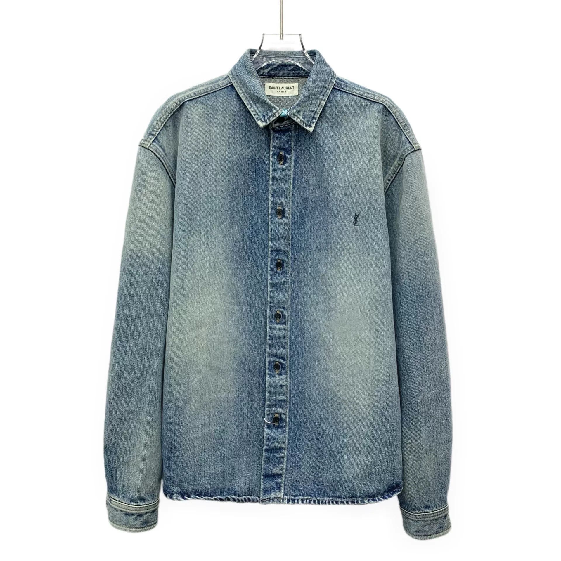 Saint Laurent Paris Saint Laurent Blue Denim Logo Jacket Size US L / EU 52-54 / 3 - 1 Thumbnail