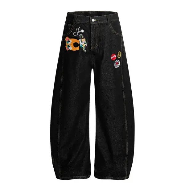 Jean Men's distressed washed ornamental scimitar jeans Size US 32 / EU 48 - 7 Thumbnail
