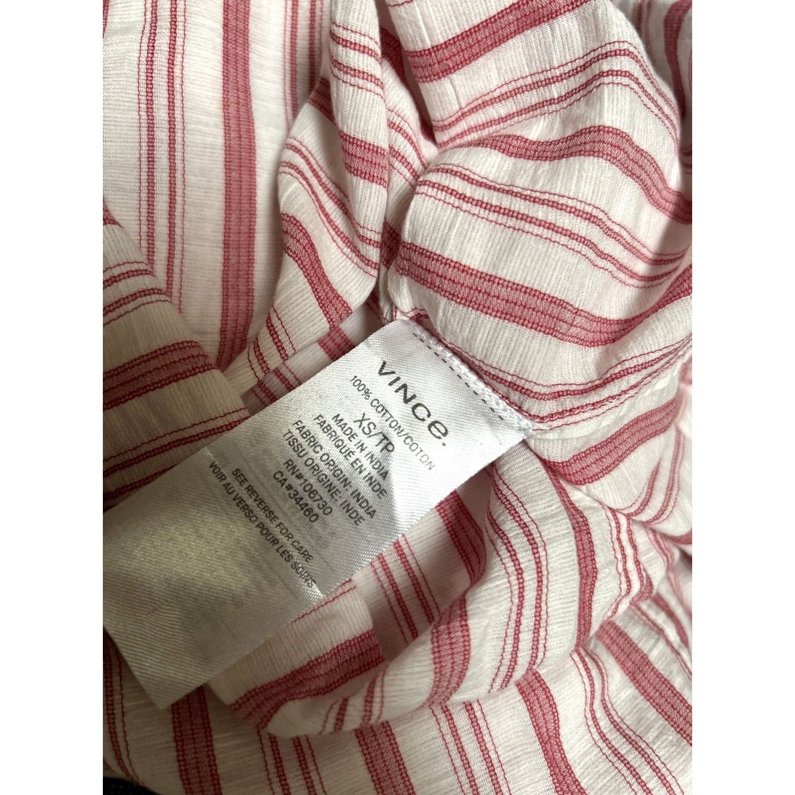 Vince Vince Variegated Stripe Pullover Top XS White/Red V-Neck Long Sleeve Relaxed Women Size XS / US 0-2 / IT 36-38 - 7 Thumbnail