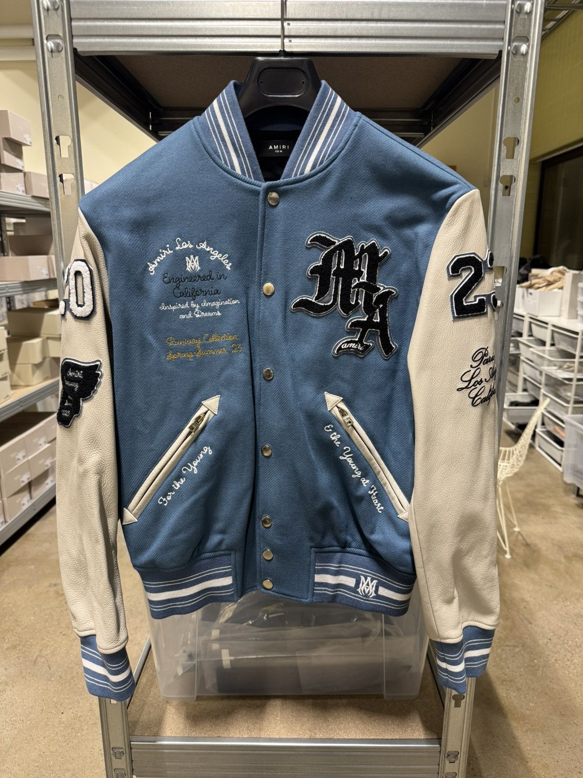 Amiri Amiri Bluefin Imagination Leather Varsity Jacket NEW 3200$ Size US M / EU 48-50 / 2 - 1 Thumbnail