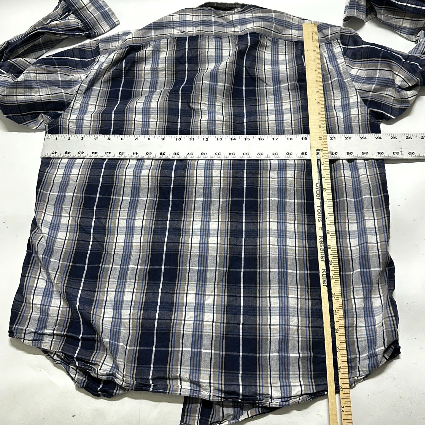 J.Crew J. Crew Button-Up Shirt Mens XL White Blue Plaid Long Sleeve 100% Cotton Preppy Regular Fit Casual Business Men Size US XL / EU 56 / 4 - 5 Thumbnail