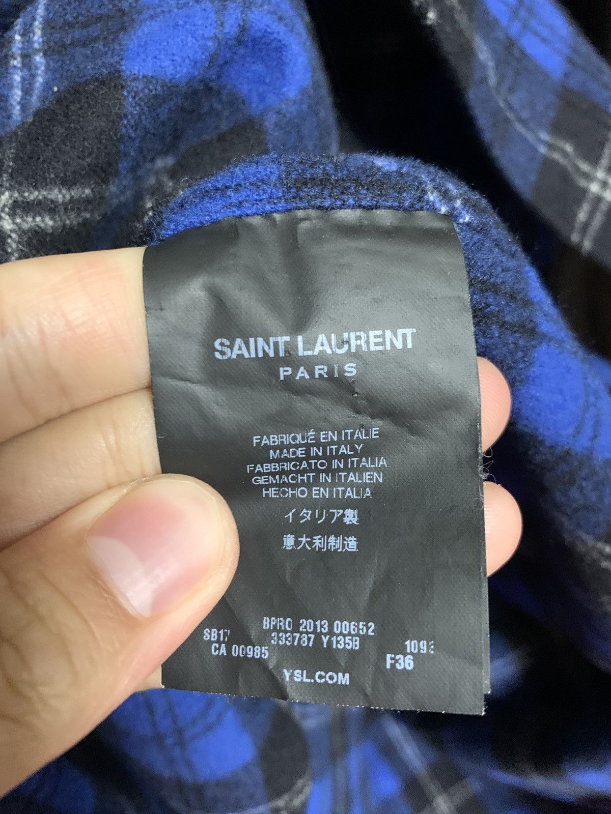 Saint Laurent Paris Saint Laurent 2013FW Blue plaid wool shirt Size US S / EU 44-46 / 1 - 3 Thumbnail