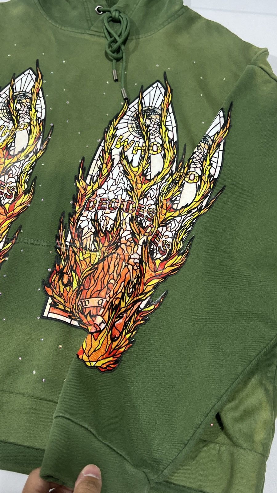 Who Decides War Who Decides War Rhinestone Green Hoodie Size US L / EU 52-54 / 3 - 4 Thumbnail