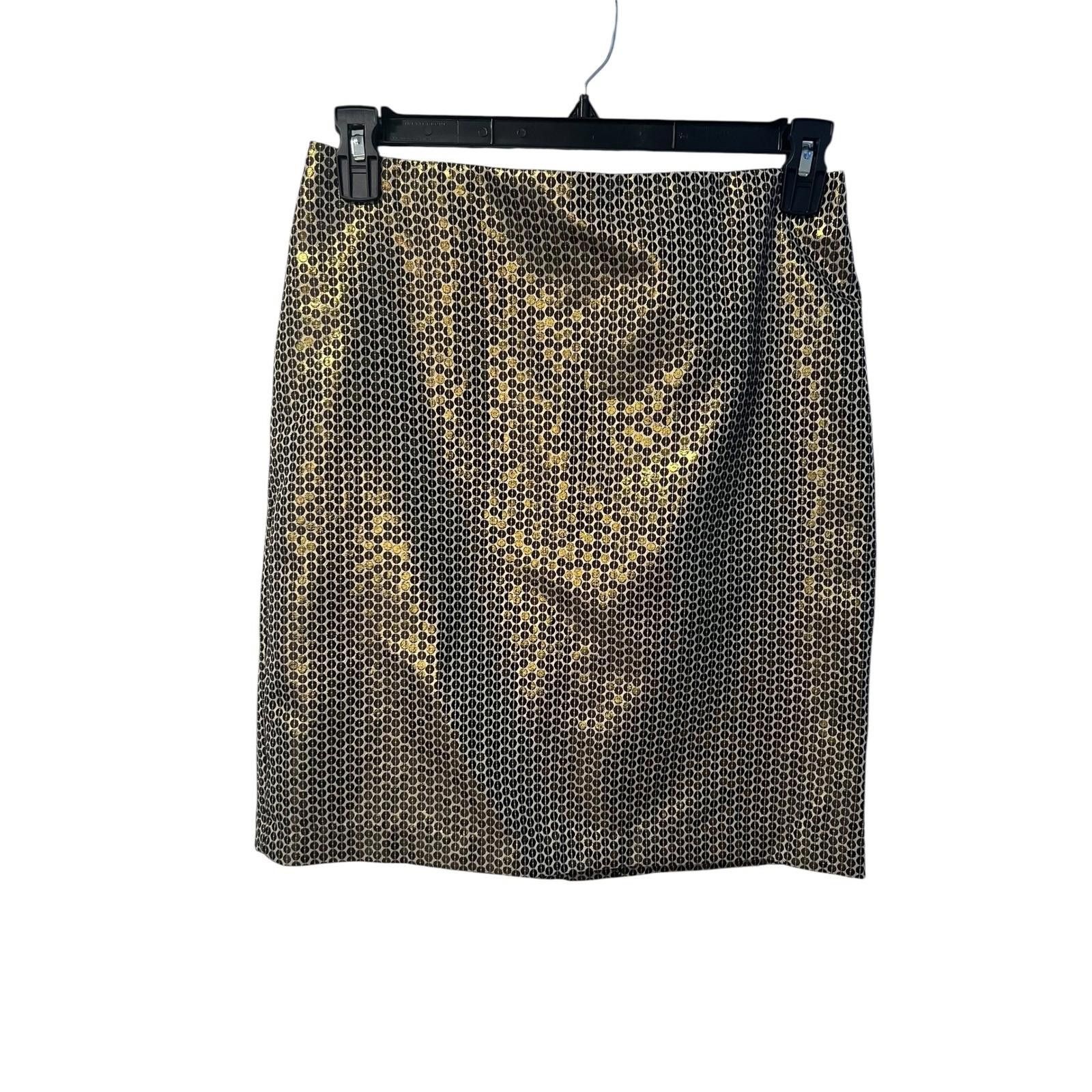 Other Sunny Leigh Pencil Skirt Gold Metallic Accents Career Size 8 Size 30" / US 8 / IT 44 - 1 Thumbnail