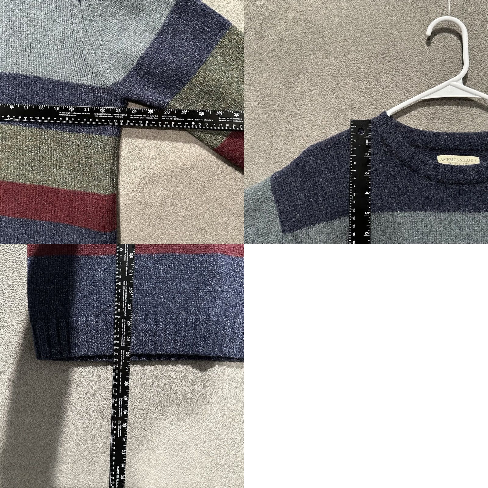 American Eagle Outfitters VINTAGE American Eagle Sweater Mens XL Blue Striped Lambswool 90s Hong Kong Size US XL / EU 56 / 4 - 8 Thumbnail