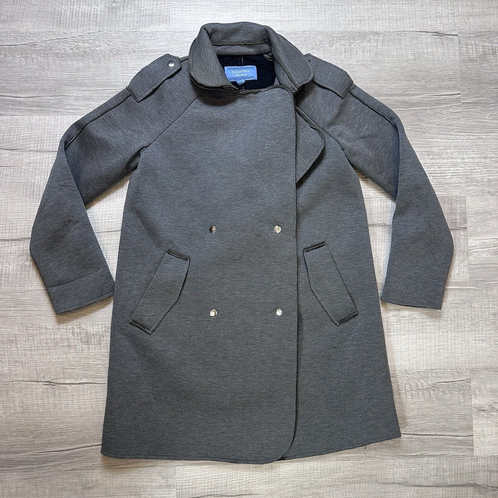 Vera Wang Simply Vera Wang Womens Double-Breasted Neoprene Suba Coat Size XS / US 0-2 / IT 36-38 - 1 Thumbnail