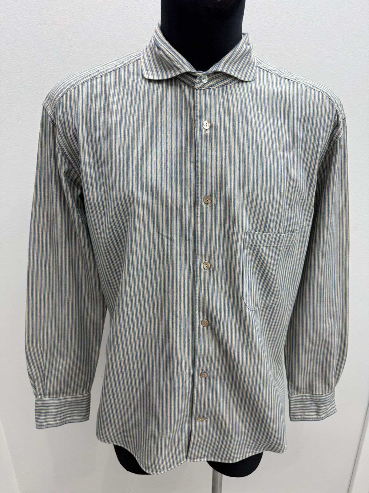 Orgueil Orgueil Japan Made Striped Cotton Pocket Shirt Size US L / EU 52-54 / 3 - 1 Thumbnail