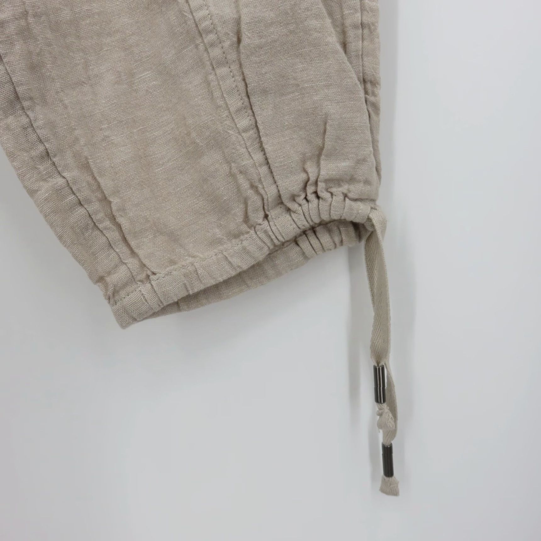 Vintage C&C California Women L Solid Beige Linen Cargo Joggers Pants Pockets Casual Smart Size 36" / US 14 / IT 50 - 5 Thumbnail