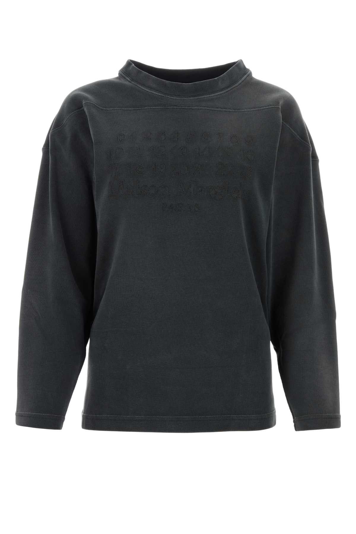 image of Maison Margiela Slate Cotton Sweatshirt in Black, Women's (Size Large)