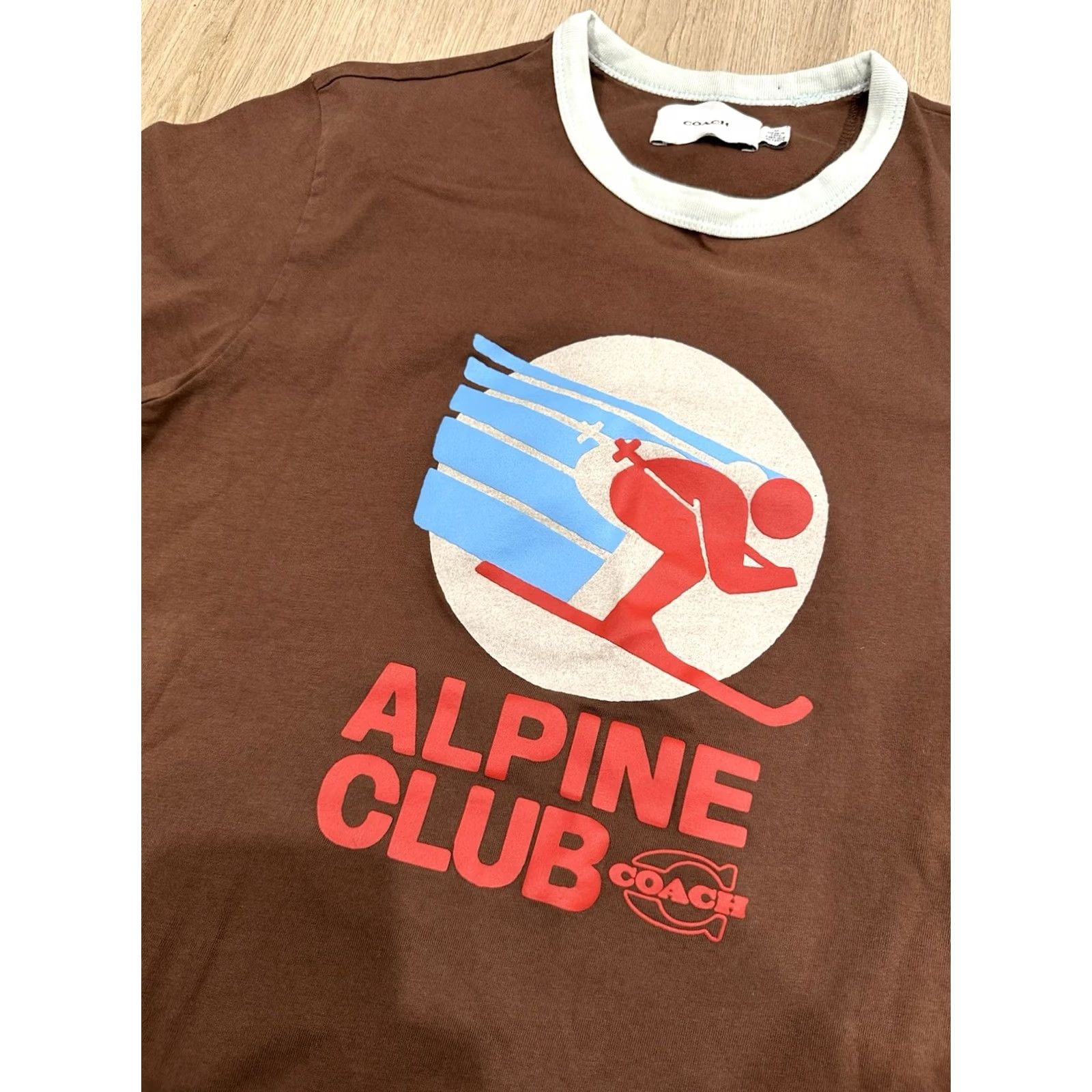 Coach Coach Shirt Womens M Brown Alpine Club Skiing Shrunken Ringer Short Sleeve Size M / US 6-8 / IT 42-44 - 4 Thumbnail