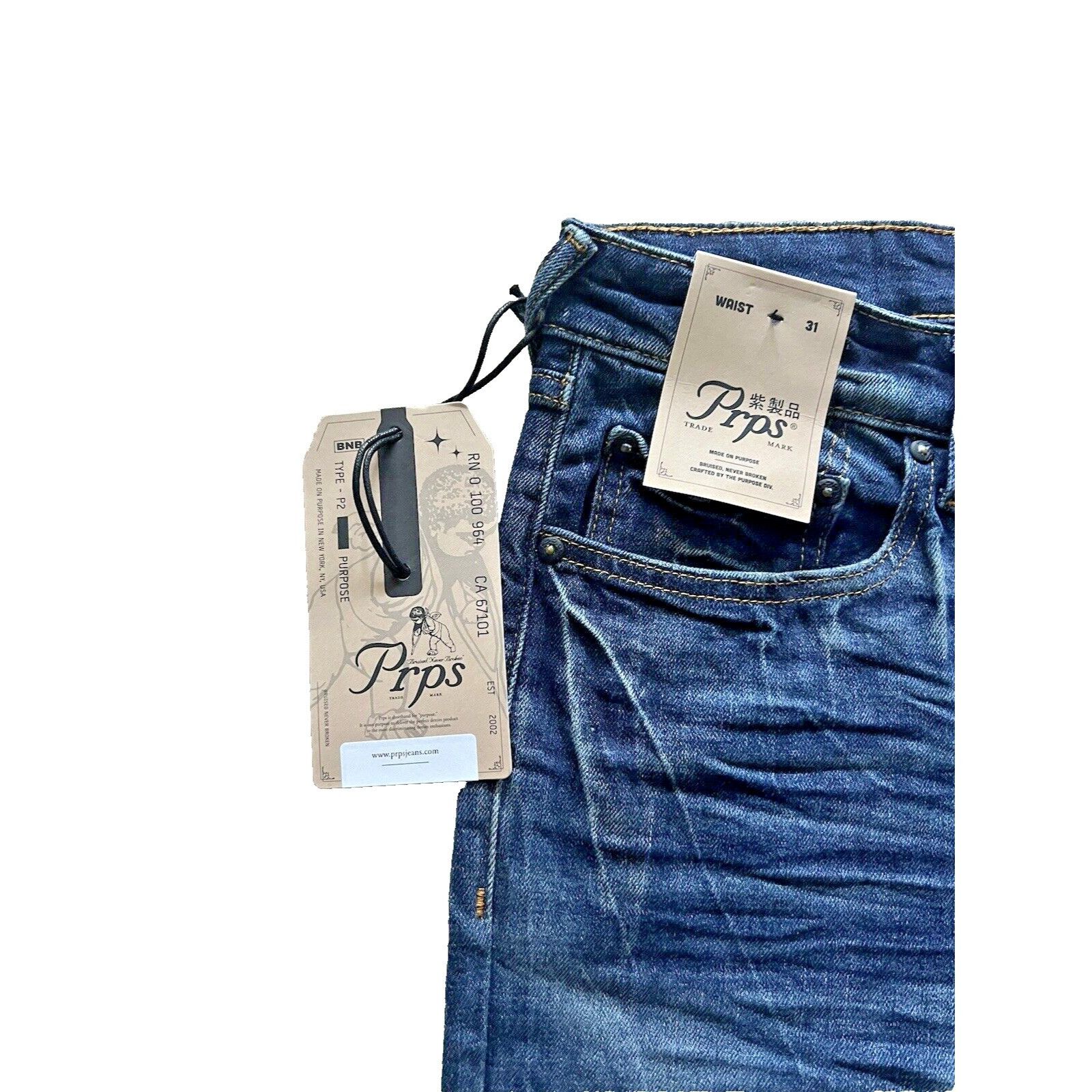 Prps PRPS Cayenne Skinny Fit Men's Stretch Jeans Blue Size 31/32 Size US 31 - 5 Thumbnail
