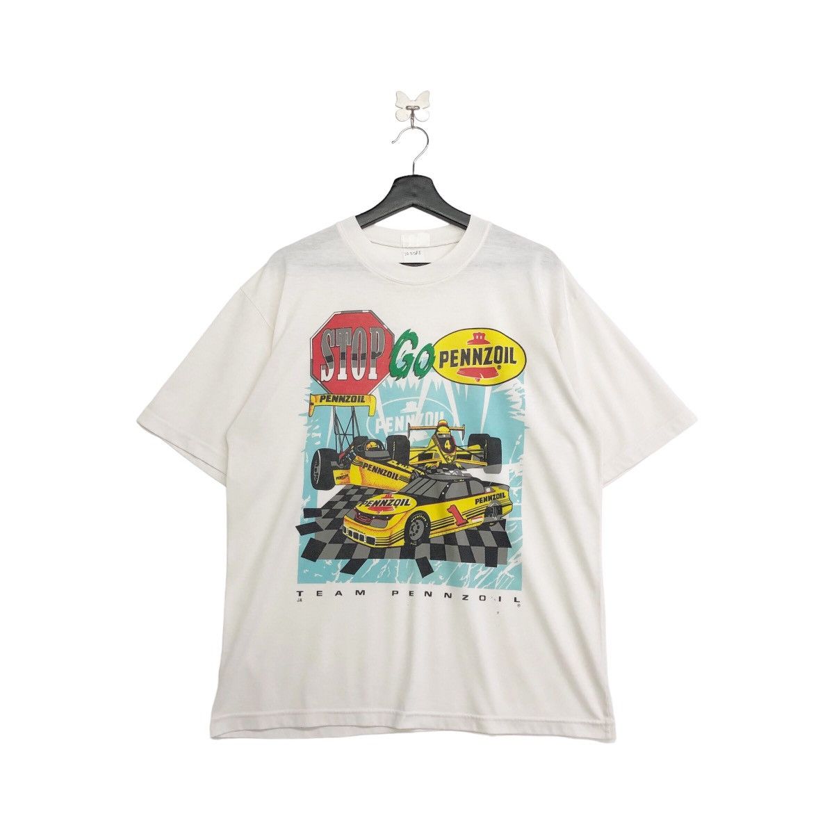 image of Motoratory x Racing Vintage Team Pennzoil Racing T-Shirt in White, Men's (Size Large)