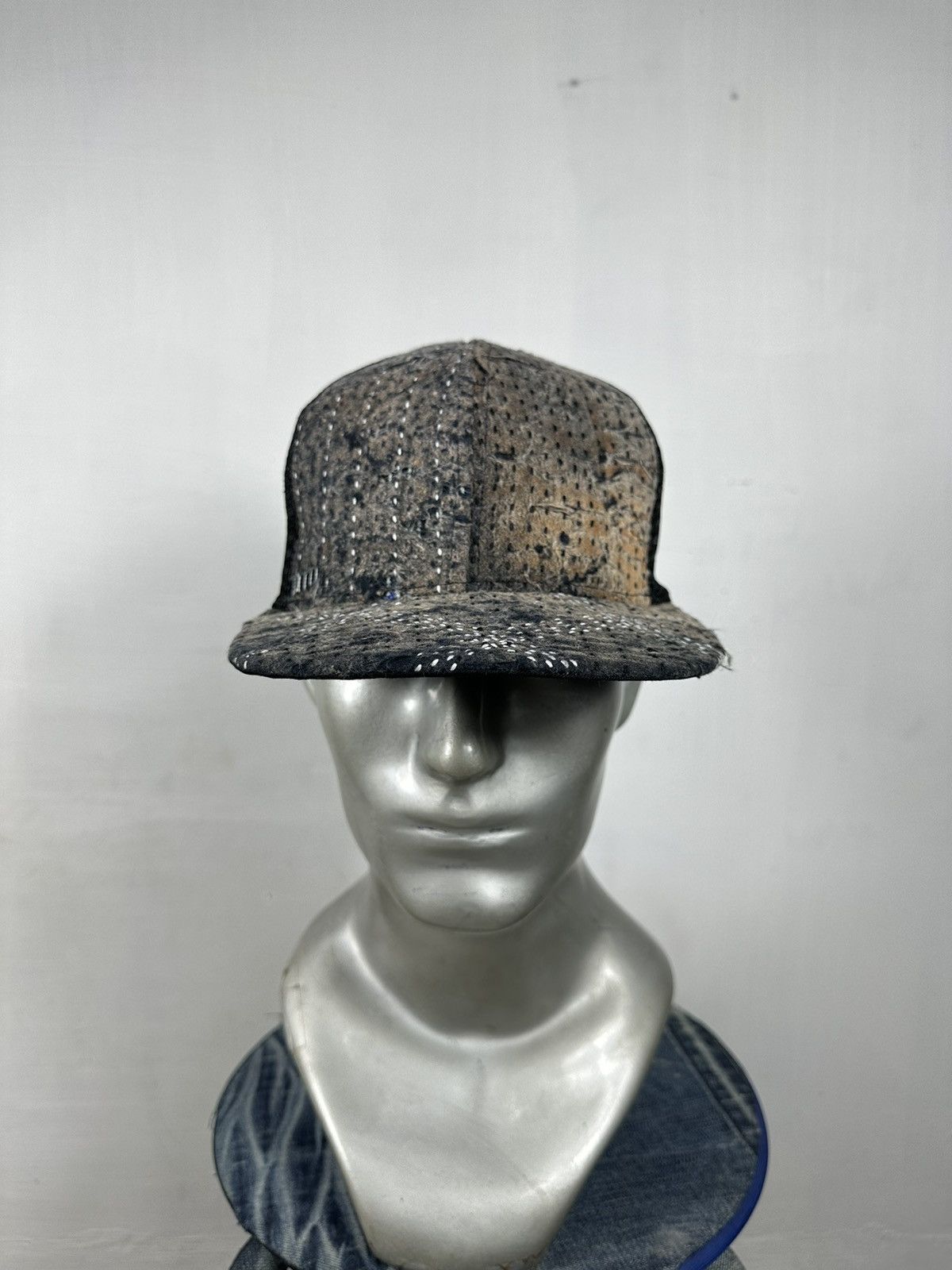 Handmade Custom Made Distressed Patchwork Boro Trucker hats Size ONE SIZE - 8 Thumbnail
