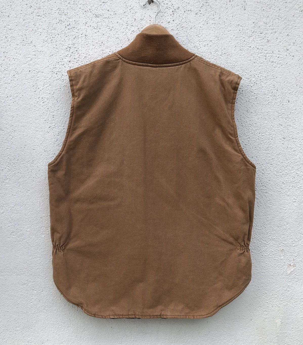 Japanese Brand Wells Lamont Mens Brown Canvas Vest Quilted Lined Full Zip Size US XL / EU 56 / 4 - 2 Thumbnail