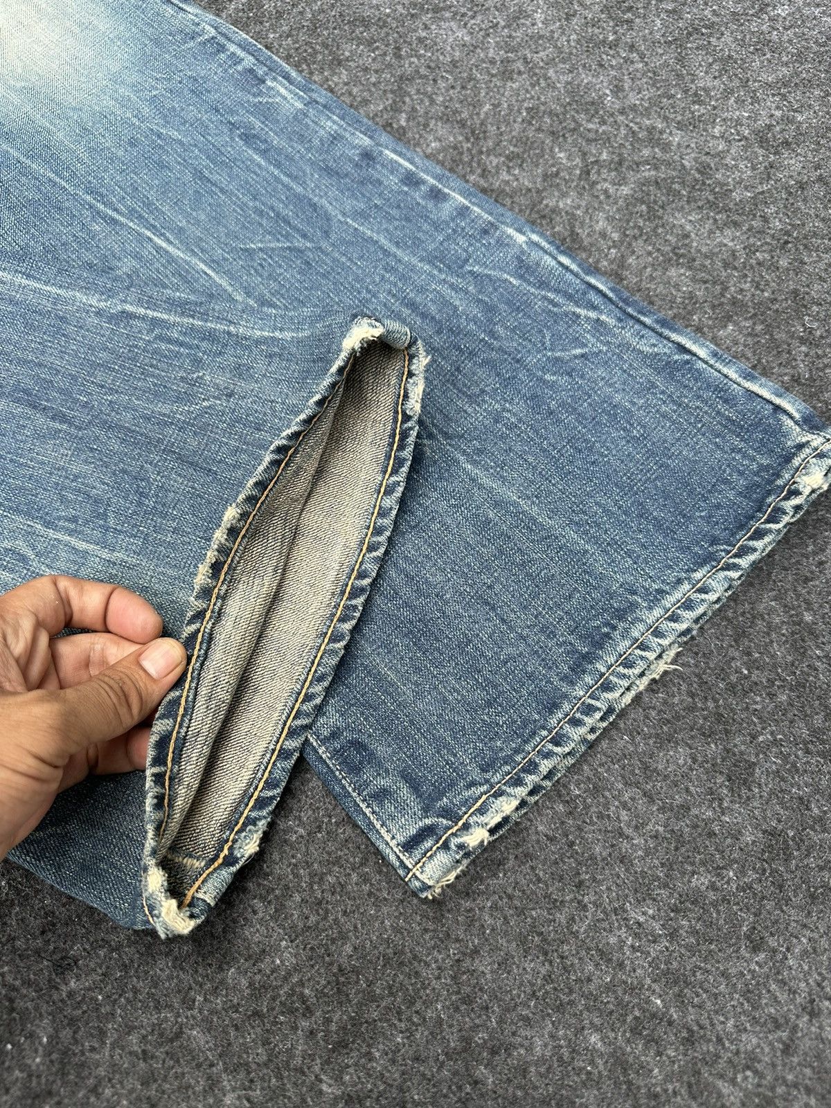 Warehouse 🔥 Vintage Spell Bound Japan Flare Distressed Denim D26 Size US 34 / EU 50 - 11 Thumbnail