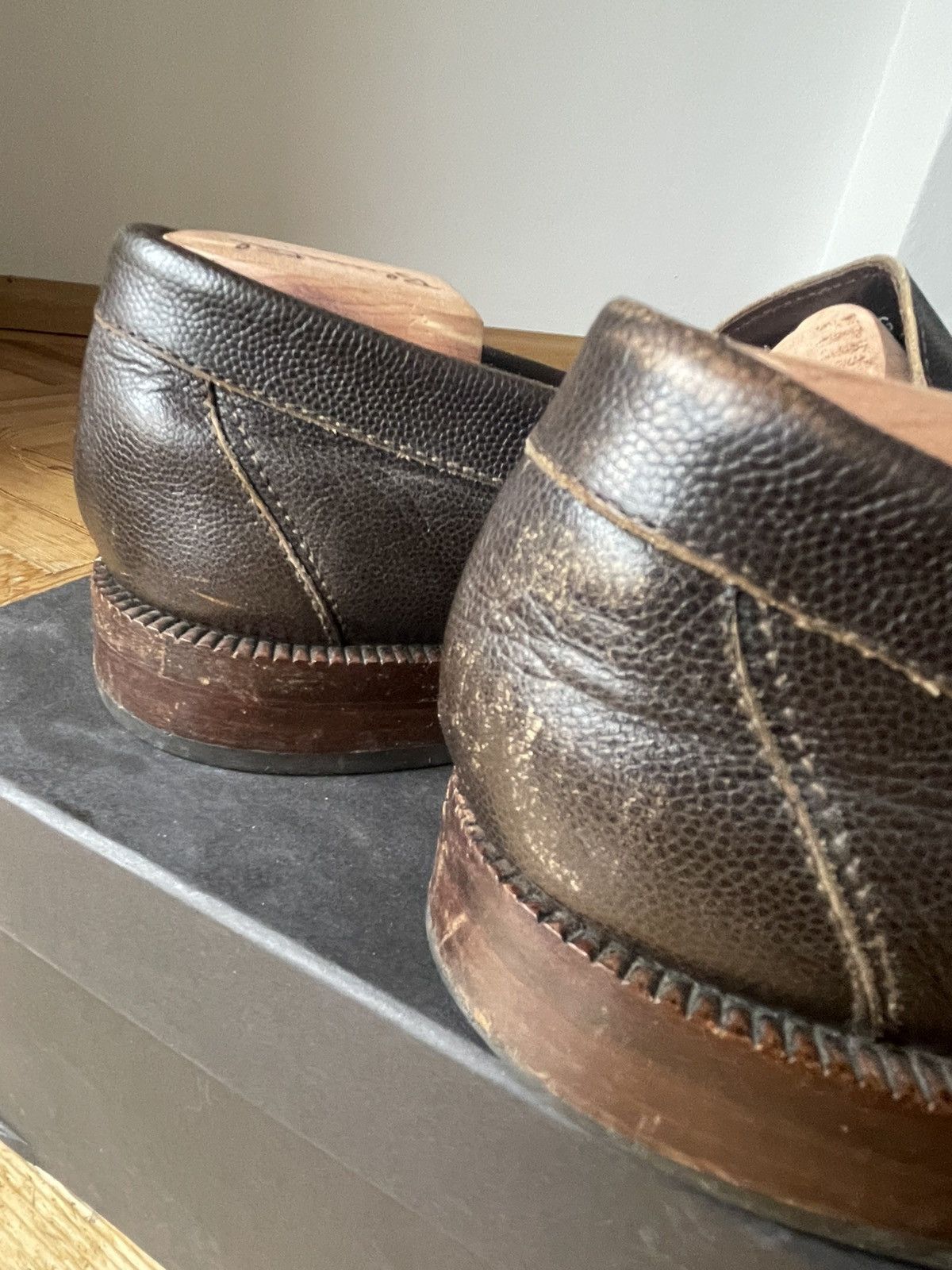 Giorgio Armani Vintage 80/90s GIORGIO ARMANI Mainline Grain Leather Loafers Size US 9 / EU 42 - 4 Thumbnail
