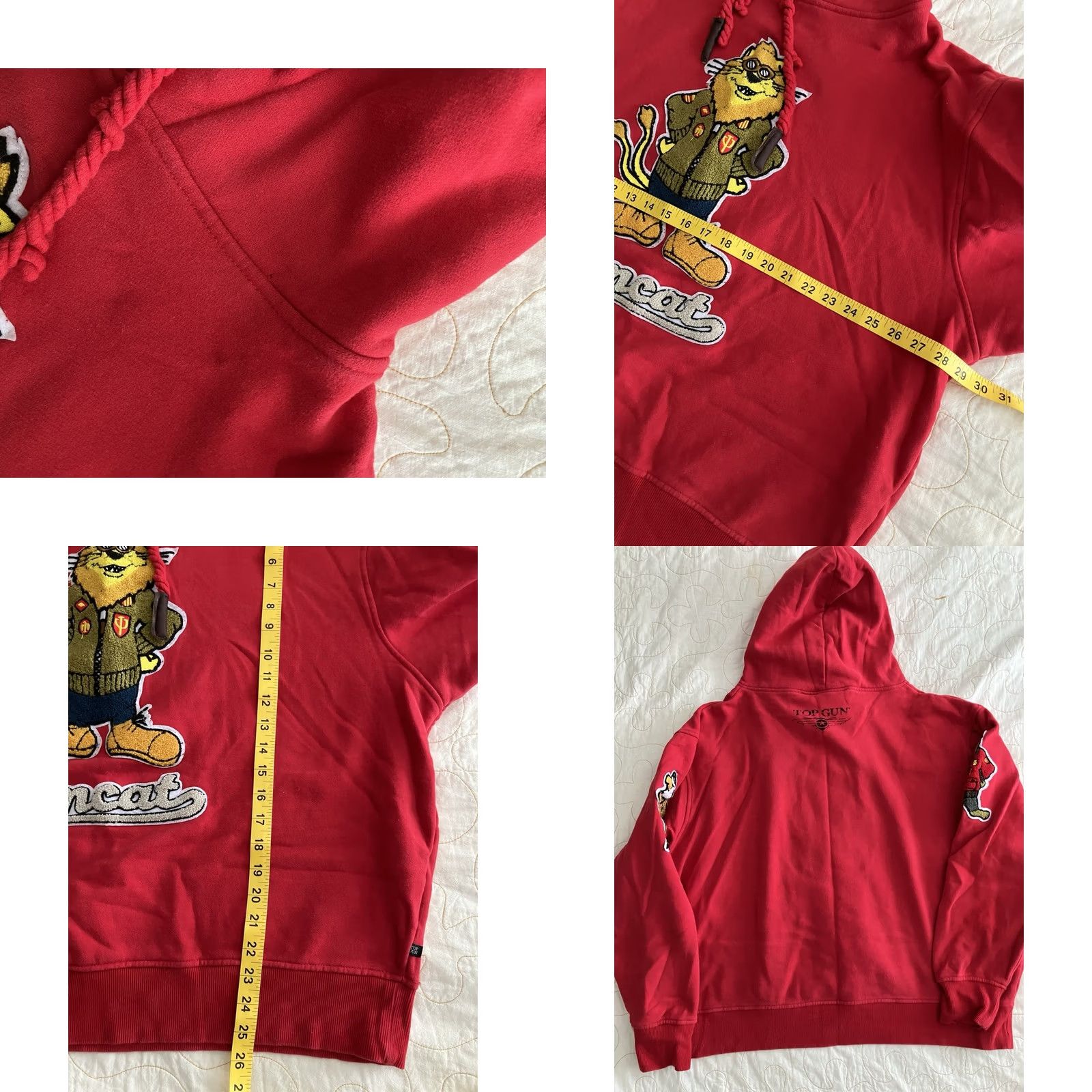 Vintage Top Gun Tomcat Patch Pullover Hoodie Red 3XL Men Hoodie Mens Regular Fit Hooded Patch Maverick F14 Cat Side Patches Movie Theme Vintage: No Size US XXL / EU 58 / 5 - 8 Thumbnail