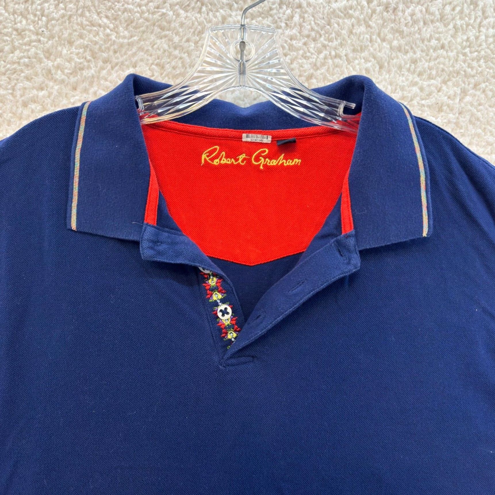 Robert Graham VINTAGE Robert Graham Polo Shirt Mens 2XL XXL Navy Blue Collared Short Sleeve Size US XXL / EU 58 / 5 - 3 Thumbnail