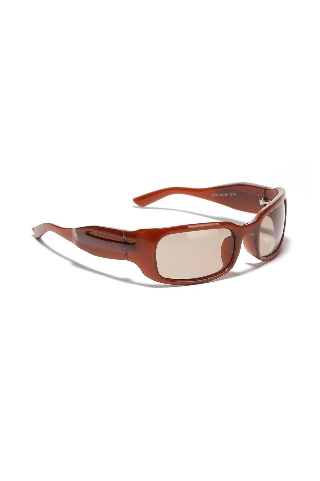 Japanese Brand Vtg Vintage Y2k Futuristic Caramel Rectangle Sunglasses OS Size ONE SIZE - 6 Thumbnail