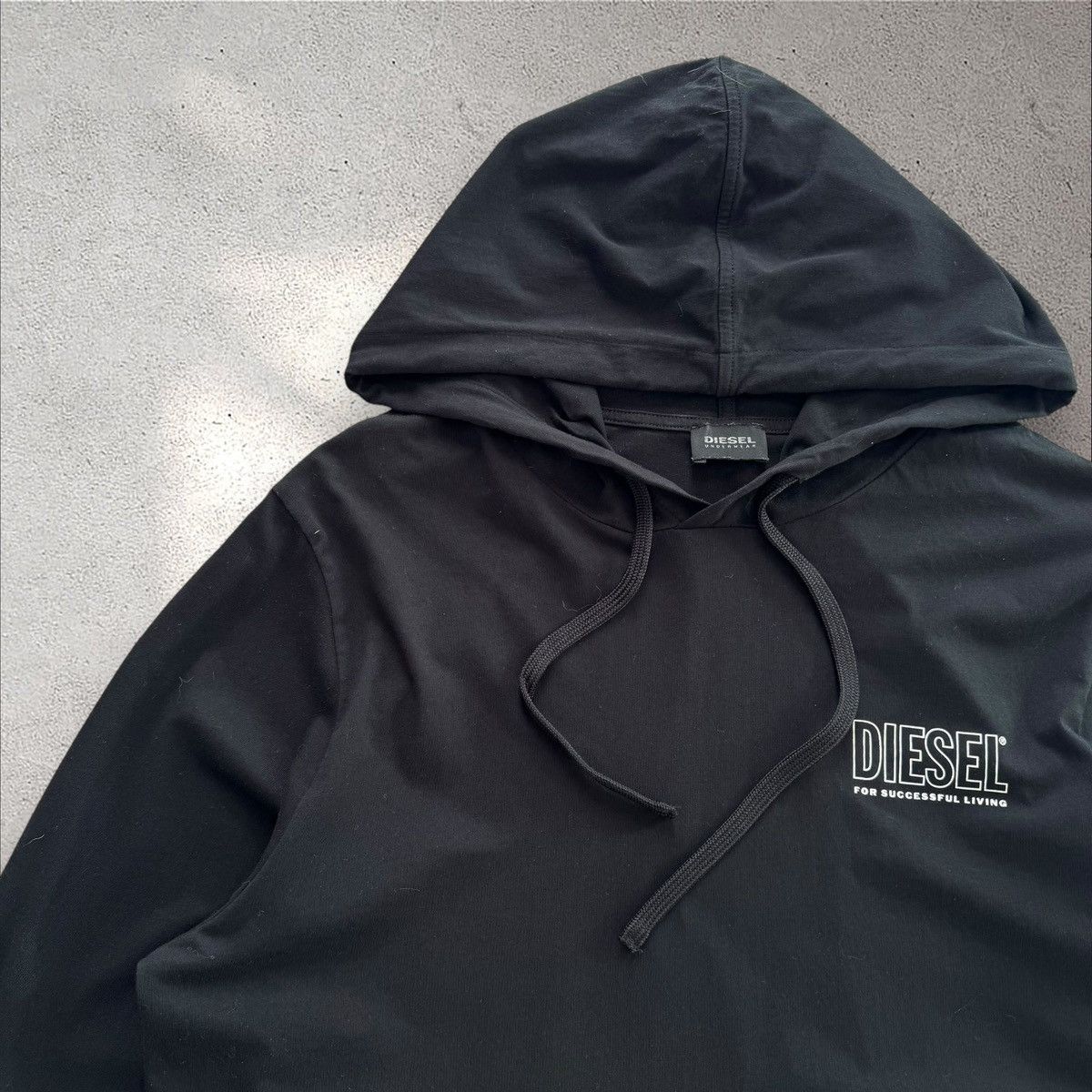 Diesel × Vintage DIESEL Y2K BLACK LONG HOODIE Size M / US 6-8 / IT 42-44 - 2 Thumbnail