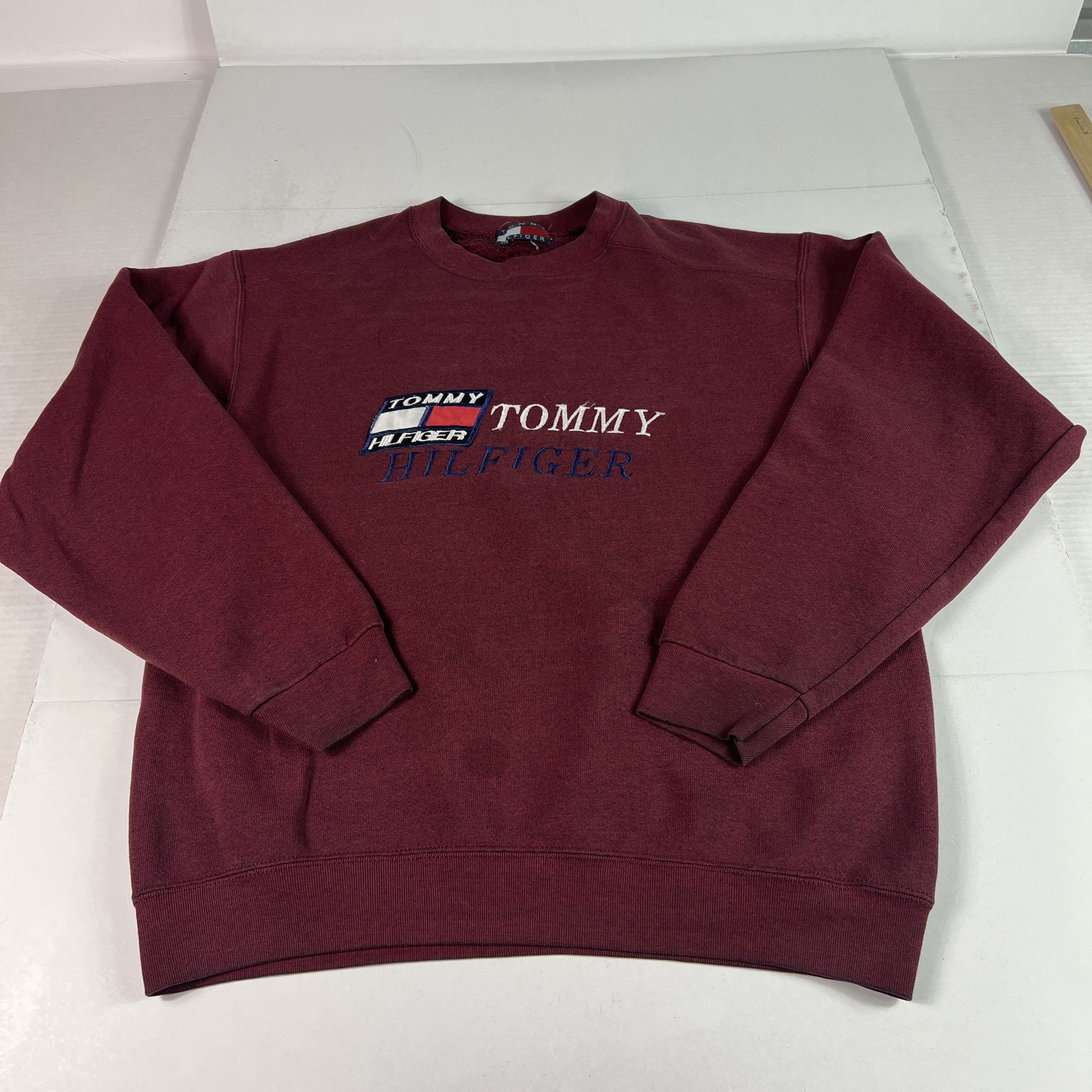 Tommy Hilfiger VTG 90s Tommy Hilfiger Sweatshirt Adult Red Faded Crewneck Size US M / EU 48-50 / 2 - 1 Thumbnail