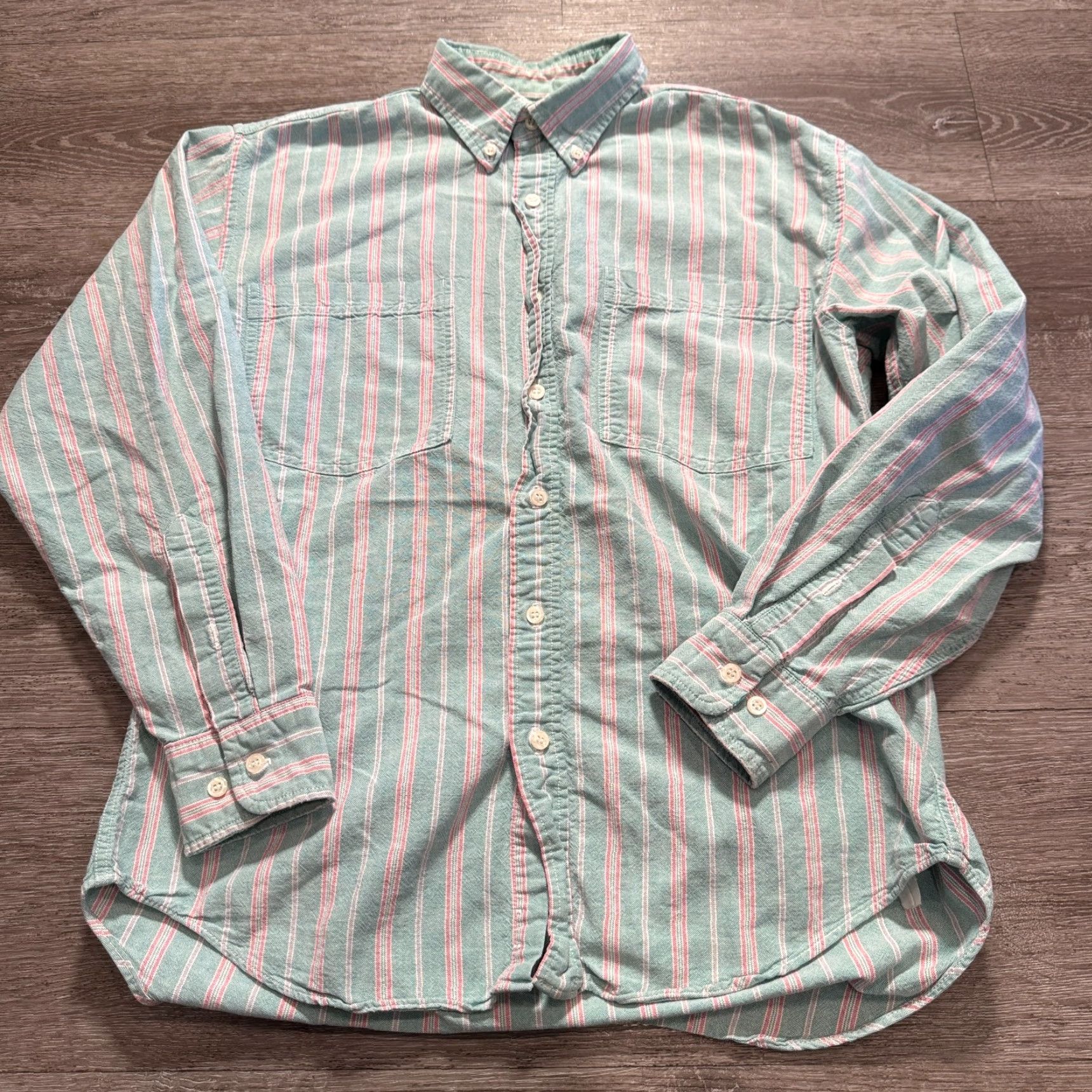 American Eagle Outfitters VINTAGE American Eagle Shirt Mens XS Green Stripe Button-Up USA Made Cotton Size US S / EU 44-46 / 1 - 3 Thumbnail