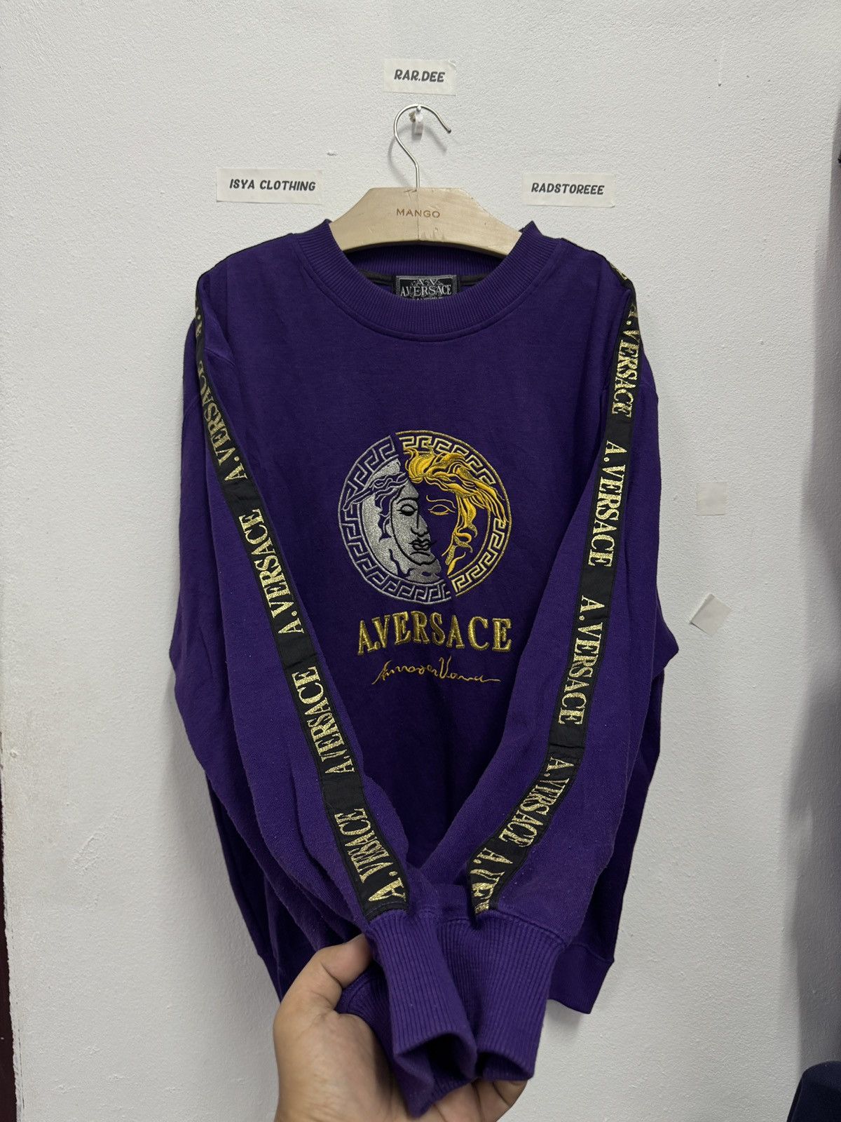 Versace Vintage Versace Embroidery Logo Sidetape Size US XXL / EU 58 / 5 - 2 Thumbnail