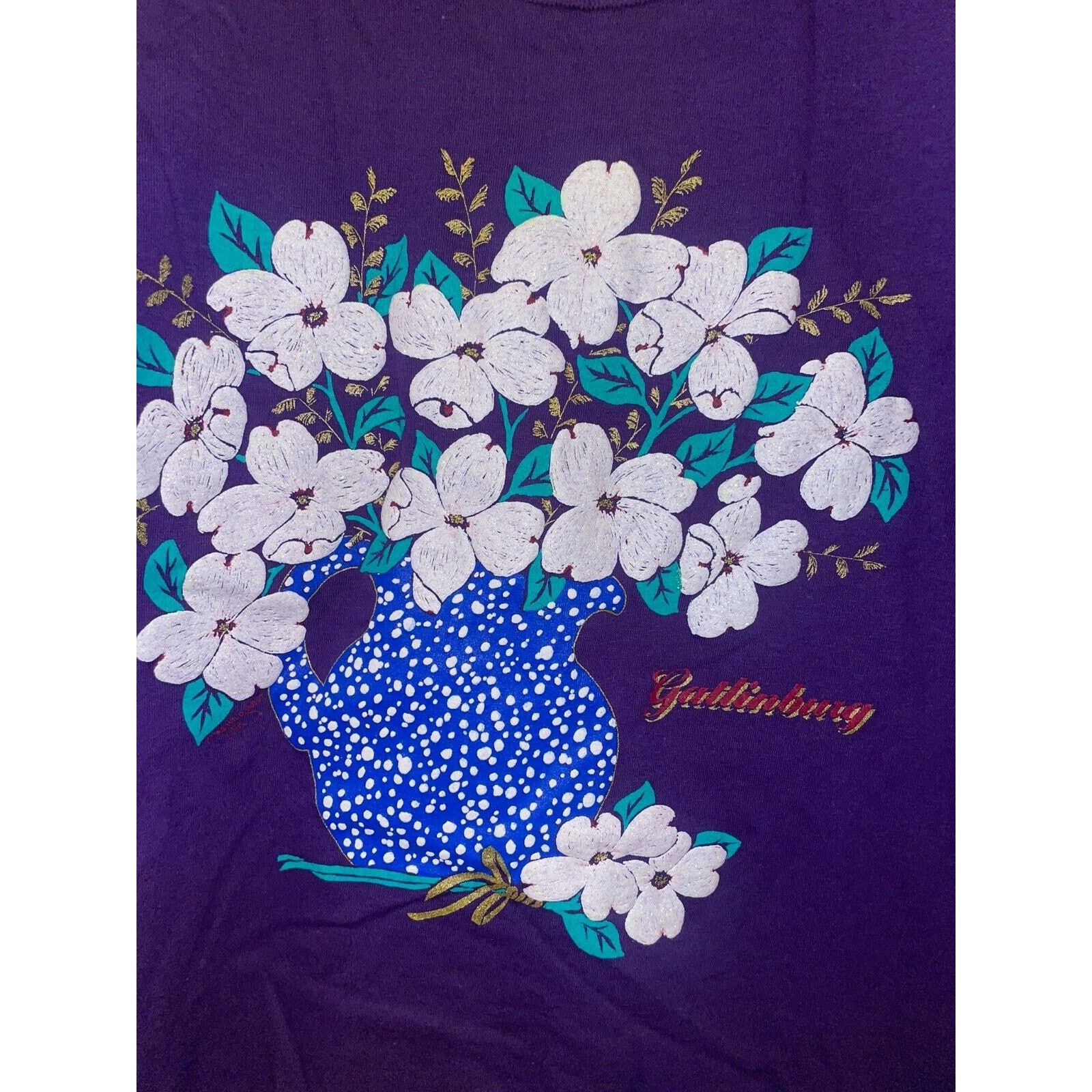 Jerzees Vintage Gatlinburg Shirt Tee TN Flower Purple Vase VTG 90s L Size US L / EU 52-54 / 3 - 2 Thumbnail