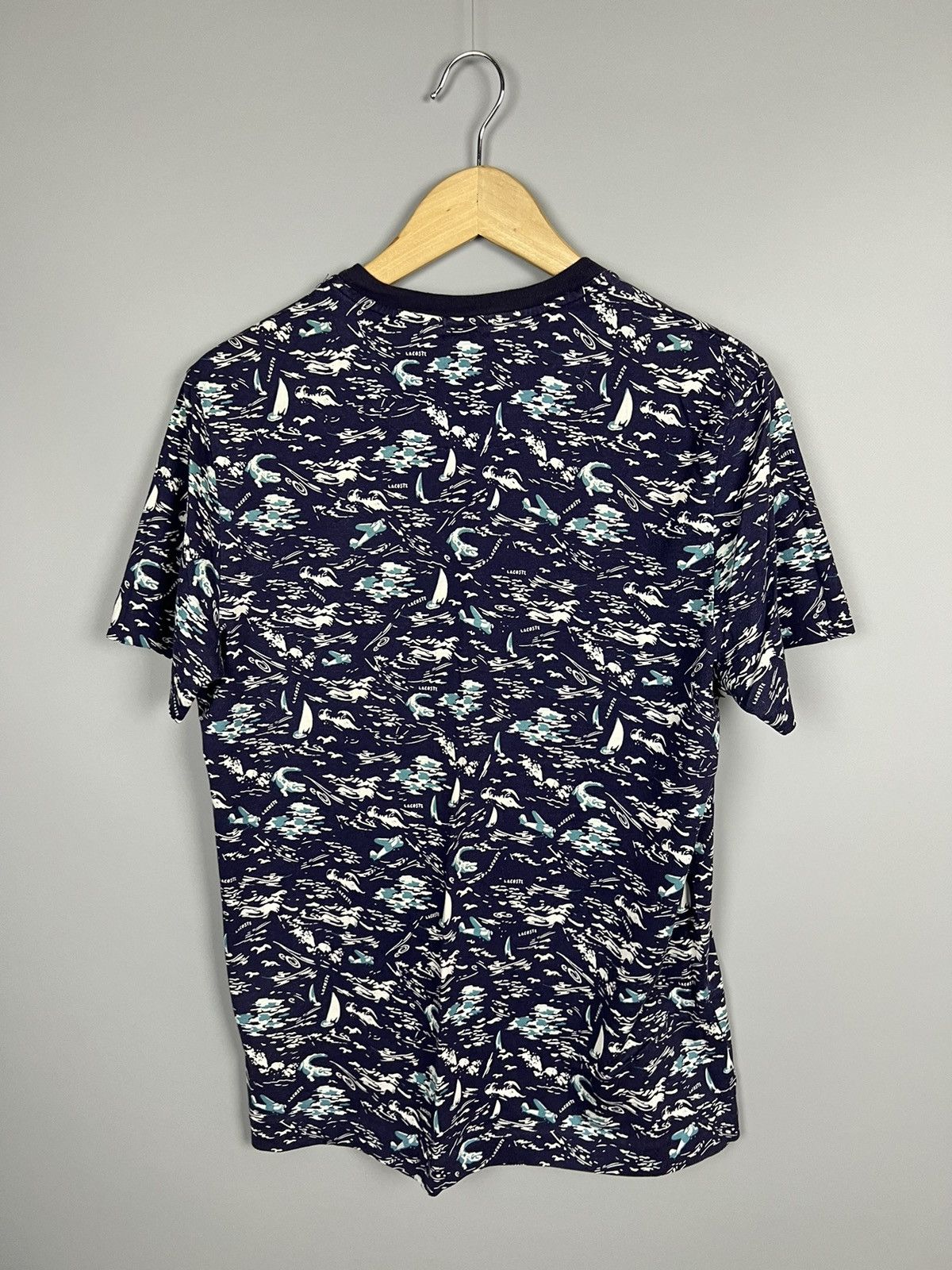 Lacoste (S-M) Rare Lacoste crocodile multi logo monogram tee Size US M / EU 48-50 / 2 - 6 Thumbnail