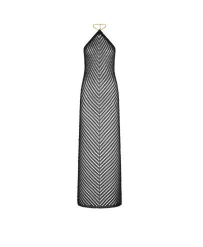 Tom Ford o1w1db10525 ACK469 Pointelle Halterneck Evening Dress Black Size S / US 4 / IT 40 - 1 Thumbnail