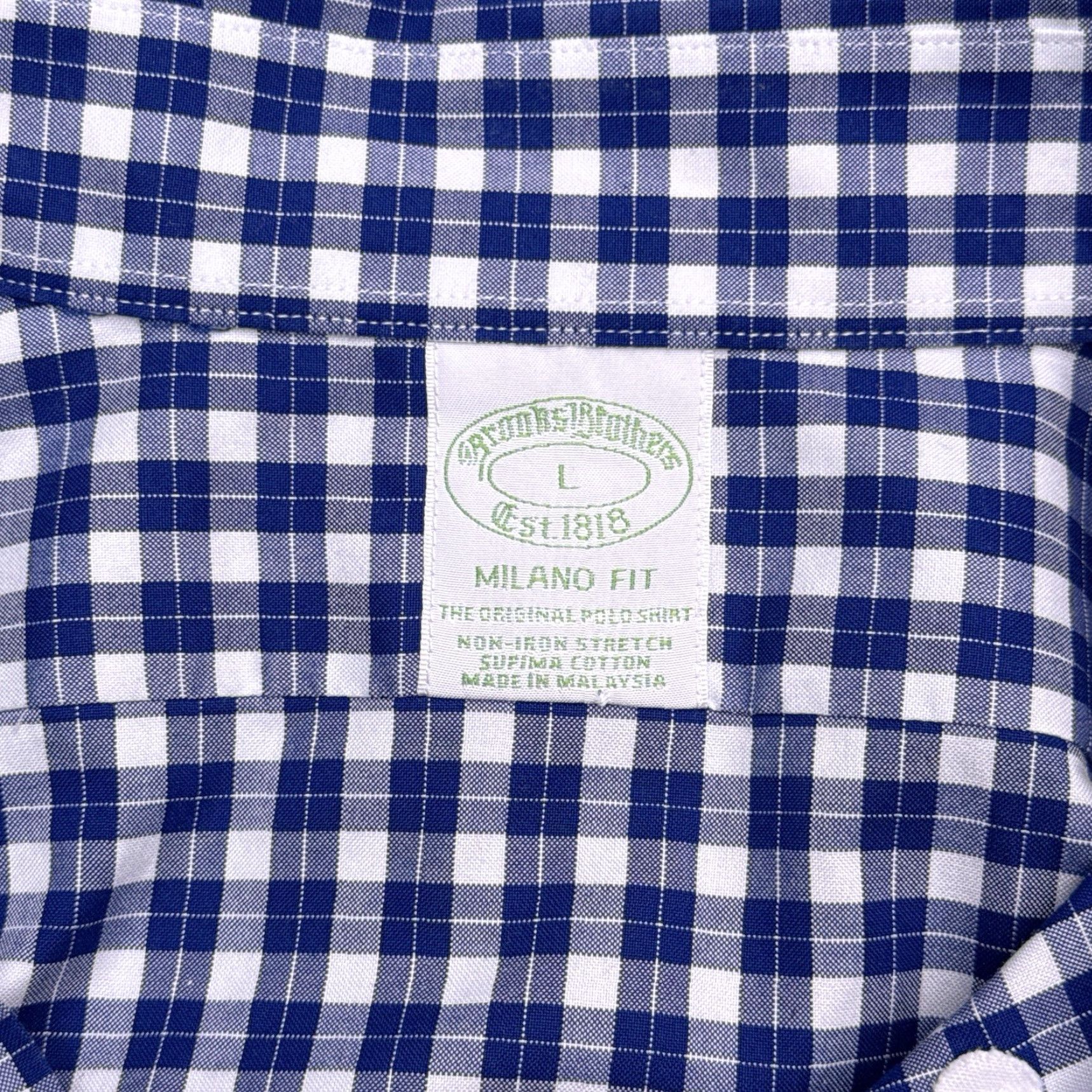 Brooks Brothers Brooks Brothers Milano Fit Shirt Mens Large Blue Check Button-Up Non-Iron Size US L / EU 52-54 / 3 - 5 Thumbnail