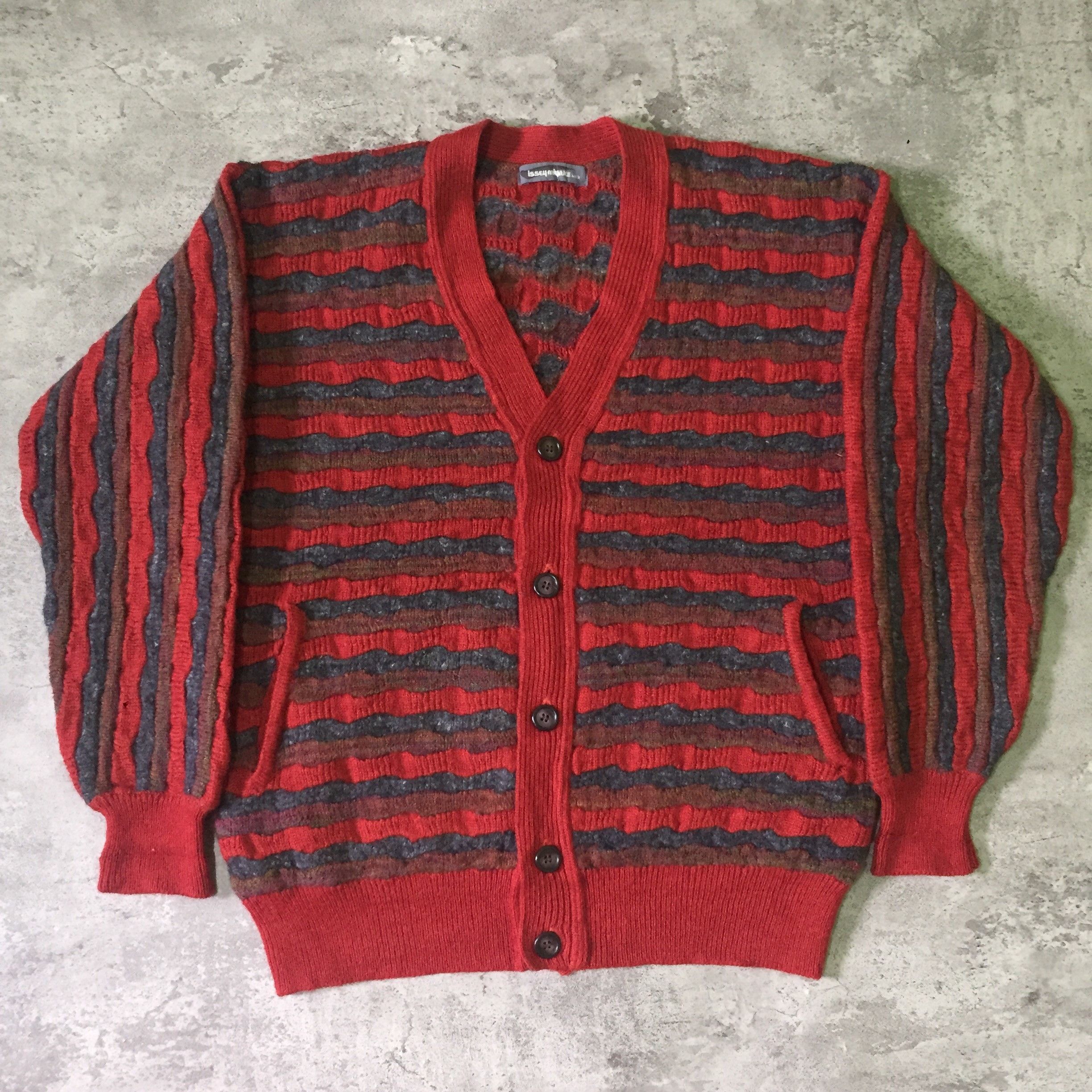 トップス 80s archive ISSEY MIYAKE Knit Cardigan Issey Miyake Archive New 80s Issey Miyake 3D Knit Sweater Cardigan
