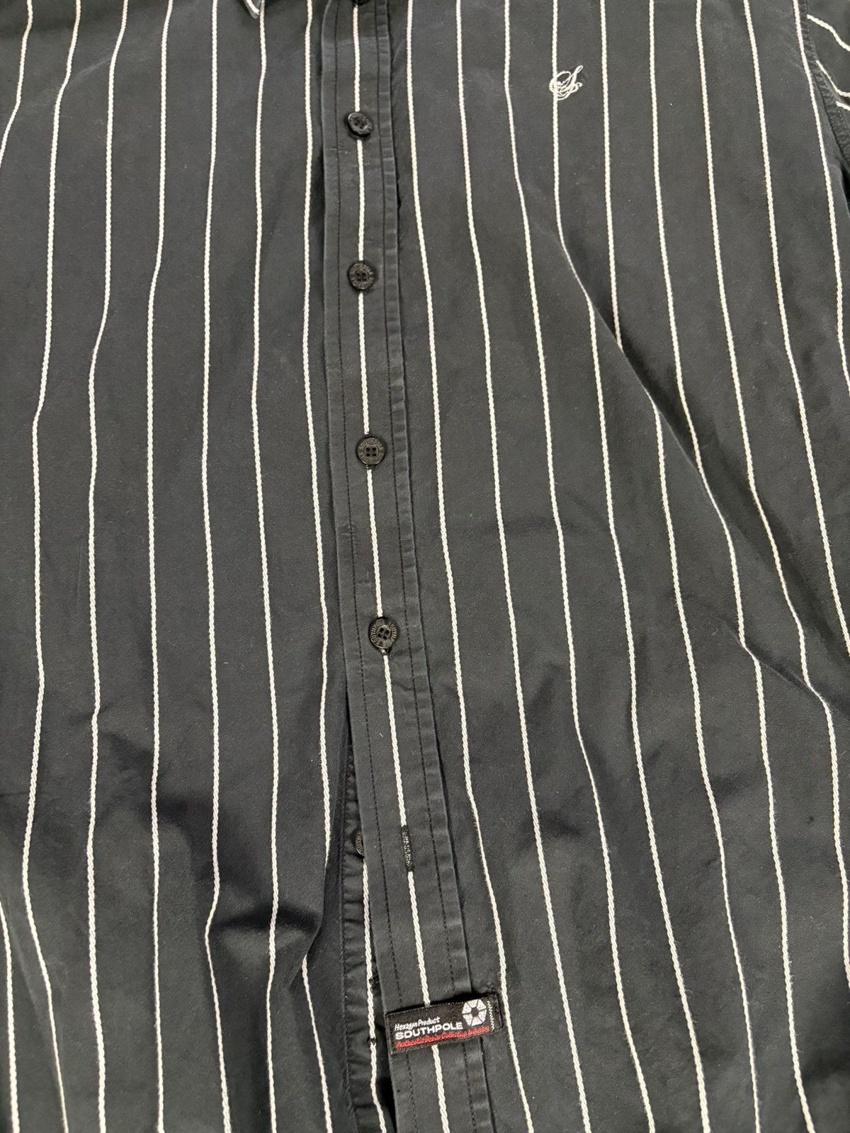 Japanese Brand × Southpole × Vintage Vintage South Pole Black and white striped button-up Size US L / EU 52-54 / 3 - 3 Thumbnail