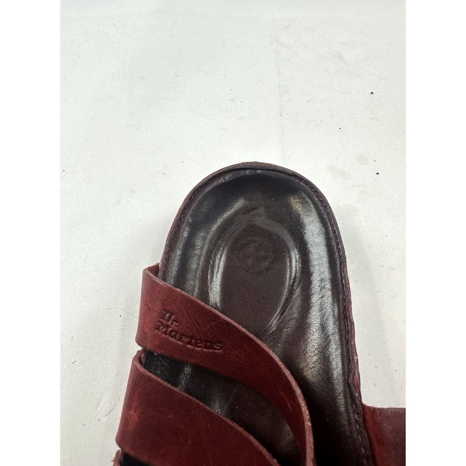 Dr. Martens VINTAGE Dr. Martens Sandals Womens Red Leather Open Toe Mules Slip On Strappy Cushioned AirWair 90s Womens Size US 5 / IT 35 - 3 Thumbnail