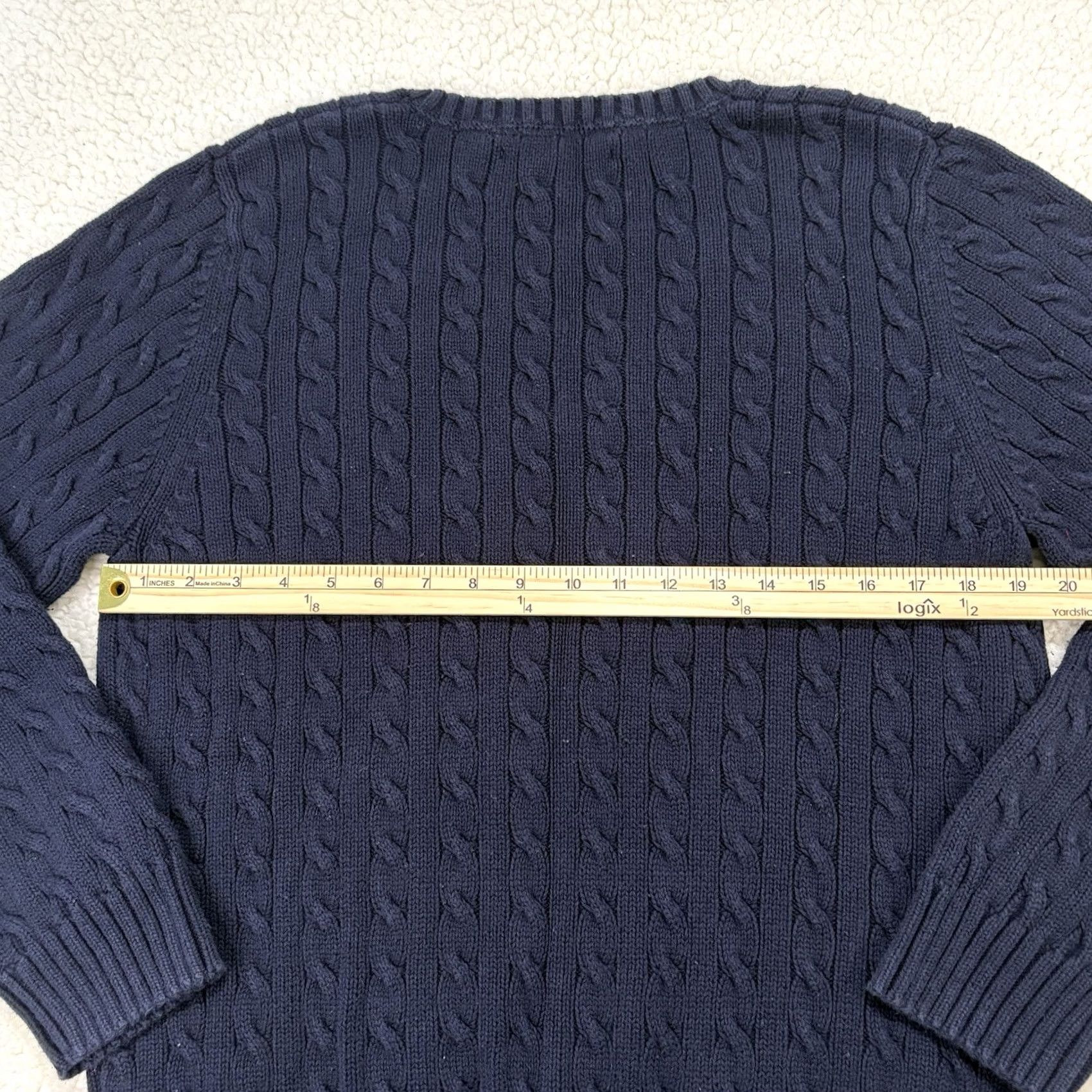 Tommy Hilfiger Tommy Hilfiger Cable Knit Jumper Sweater Mens 2XL Blue Cotton Pullover V-Neck Size US XXL / EU 58 / 5 - 6 Thumbnail