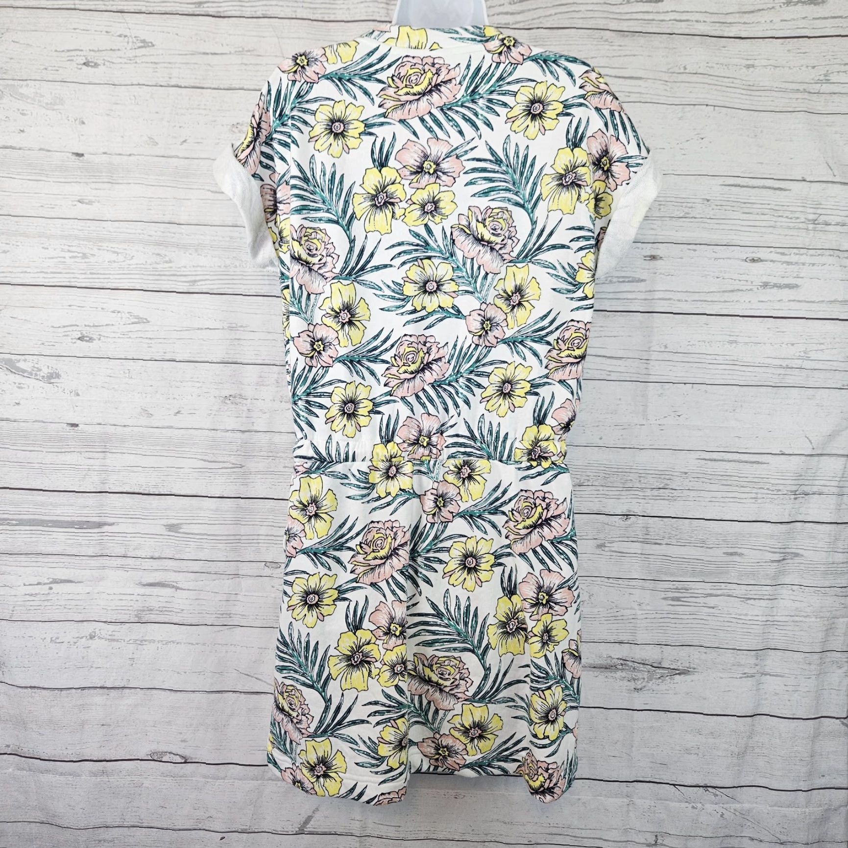 Lou & Grey Lou & Grey Womens Dress Sz Small Pink Yellow Floral Pockets Drawstring Waist Short Sleeve Round Neck Pullover Cotton Blend Shift Vintage No Size S / US 4 / IT 40 - 3 Thumbnail