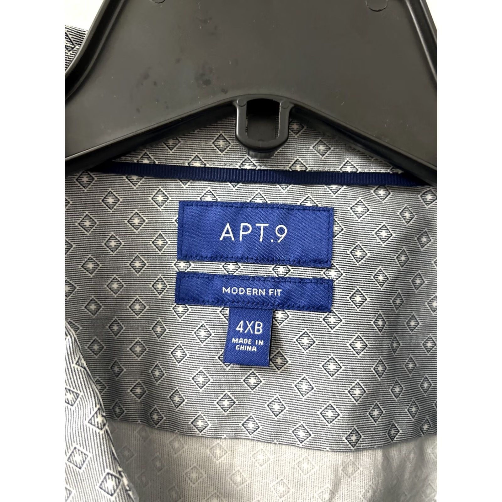 Apt. 9 Apt 9 Shirt Mens 4XL Gray Geometric Modern Fit Dress Shirt Long Sleeve Button-Front L/S Casual Formal Business Big Tall Size US XXL / EU 58 / 5 - 5 Thumbnail