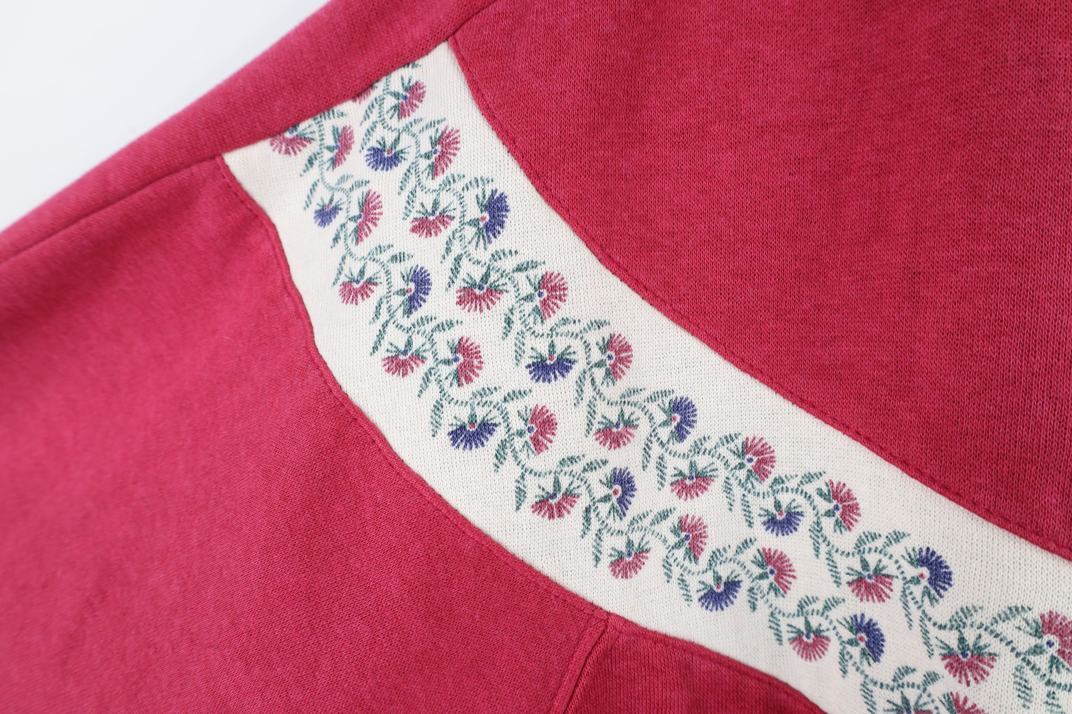 Vintage Vintage 90s Streetwear Flower Floral Henley Sweatshirt Red Size M / US 6-8 / IT 42-44 - 5 Thumbnail